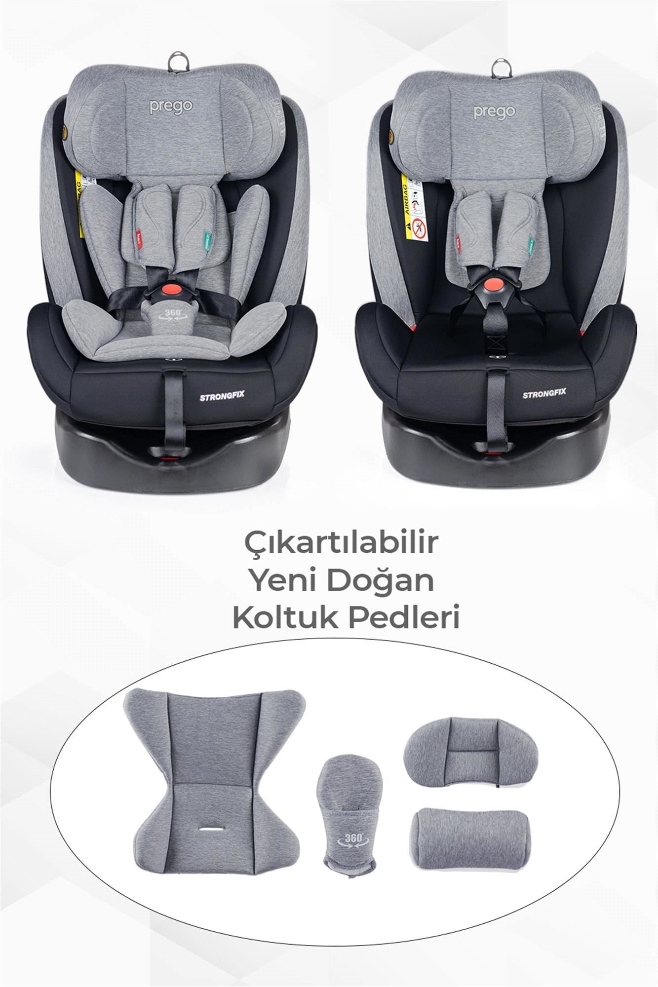 Prego Strongfix 360 Derece Dönebilen 0-36 Kg İsofixli Oto Koltuğu Gri 4088