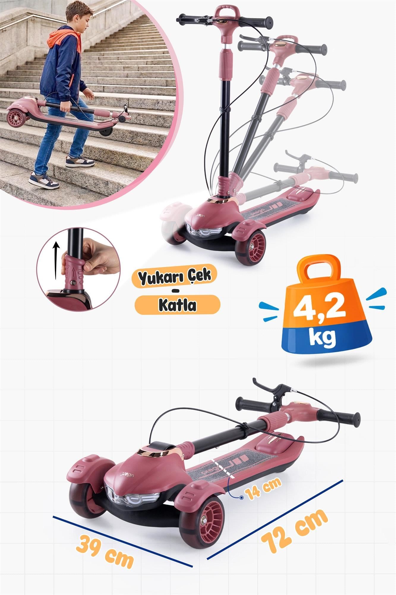 Prego Veyron Bluetoothlu Müzikli Işıklı Çocuk Scooter Kırmızı  K-660
