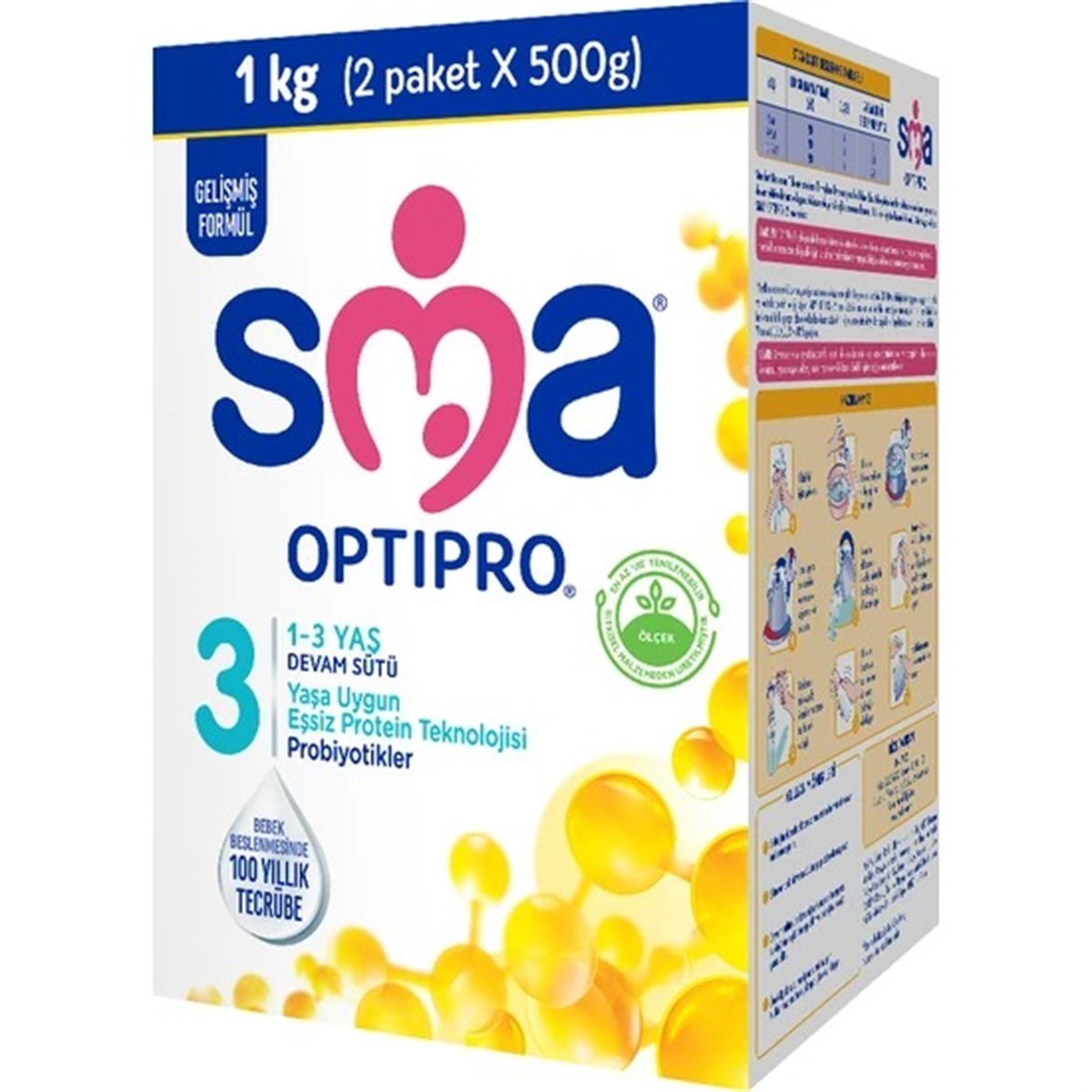 Sma Optipro Probiyotikli 3 1 kg (500 gr x 2 Paket) 1-3 Yaş Devam Sütü