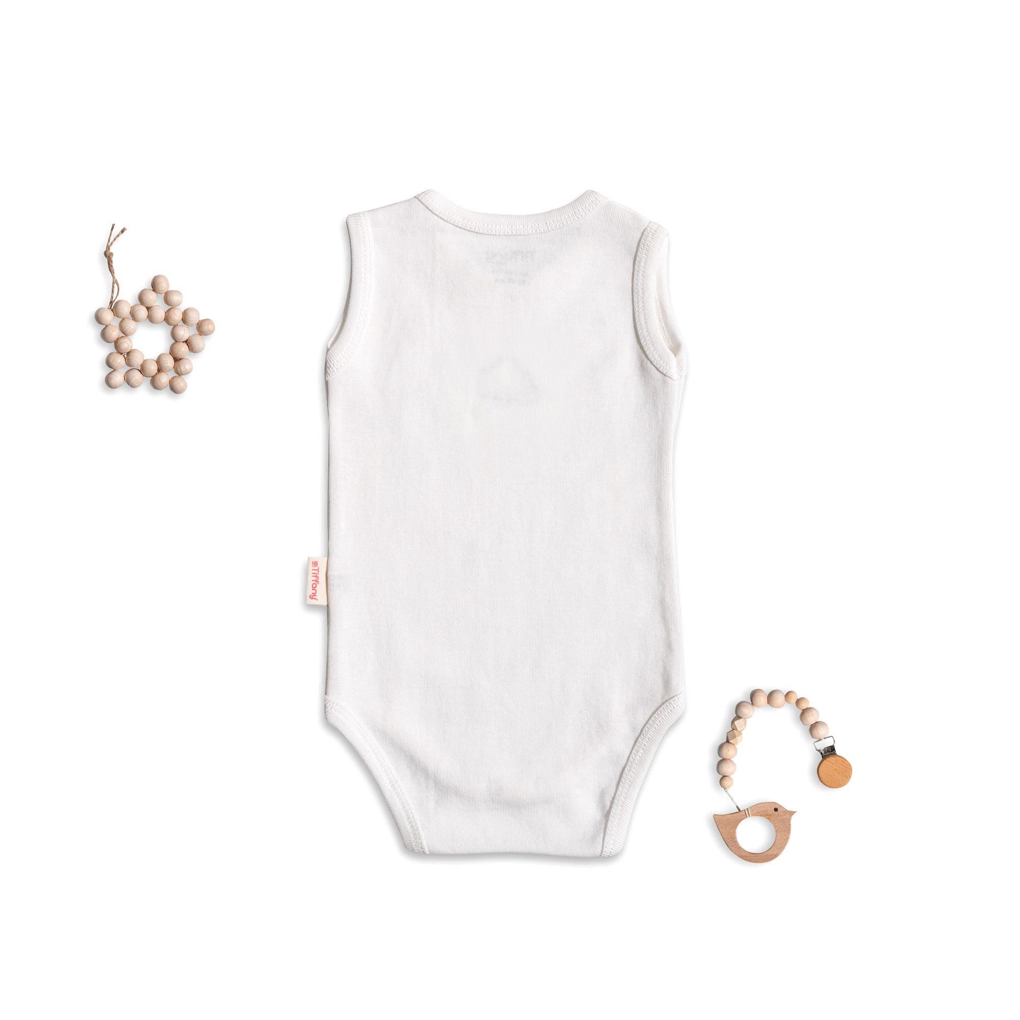 Tiffany Baby Bebek Bulut Baskılı Kolsuz Çıtçıtlı Body Beyaz 35028