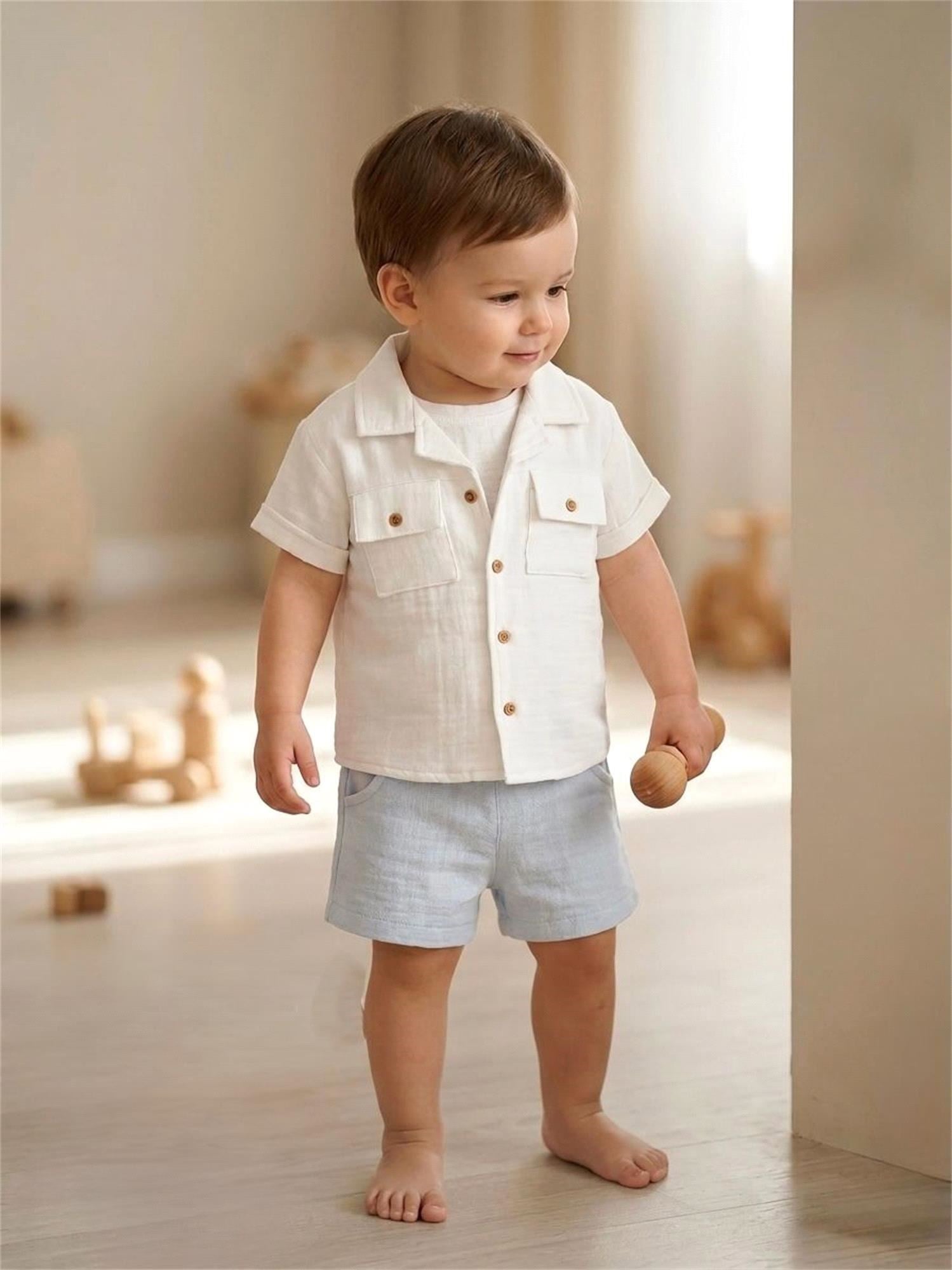Tiffany Baby Bebek Linen Breeze Theme Kısa Kol Gömlek Beyaz 52093