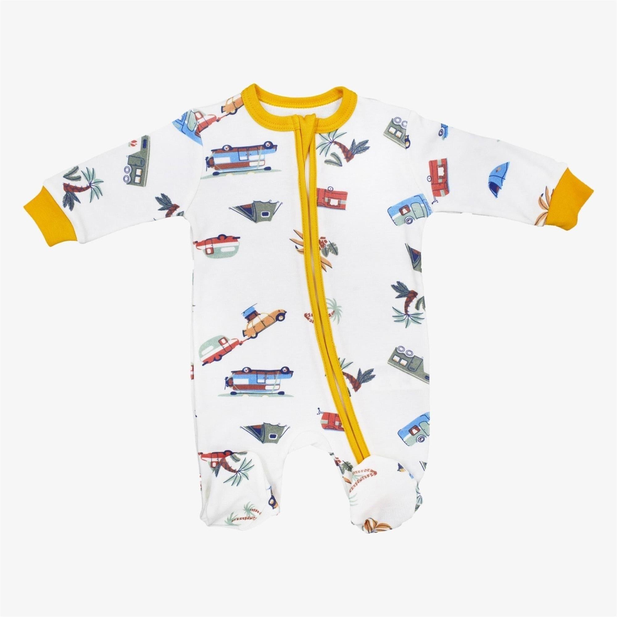 Tiffany Baby Erkek Bebek Caravan Theme Fermuarlı Patikli Tulum Beyaz INT 24 12040