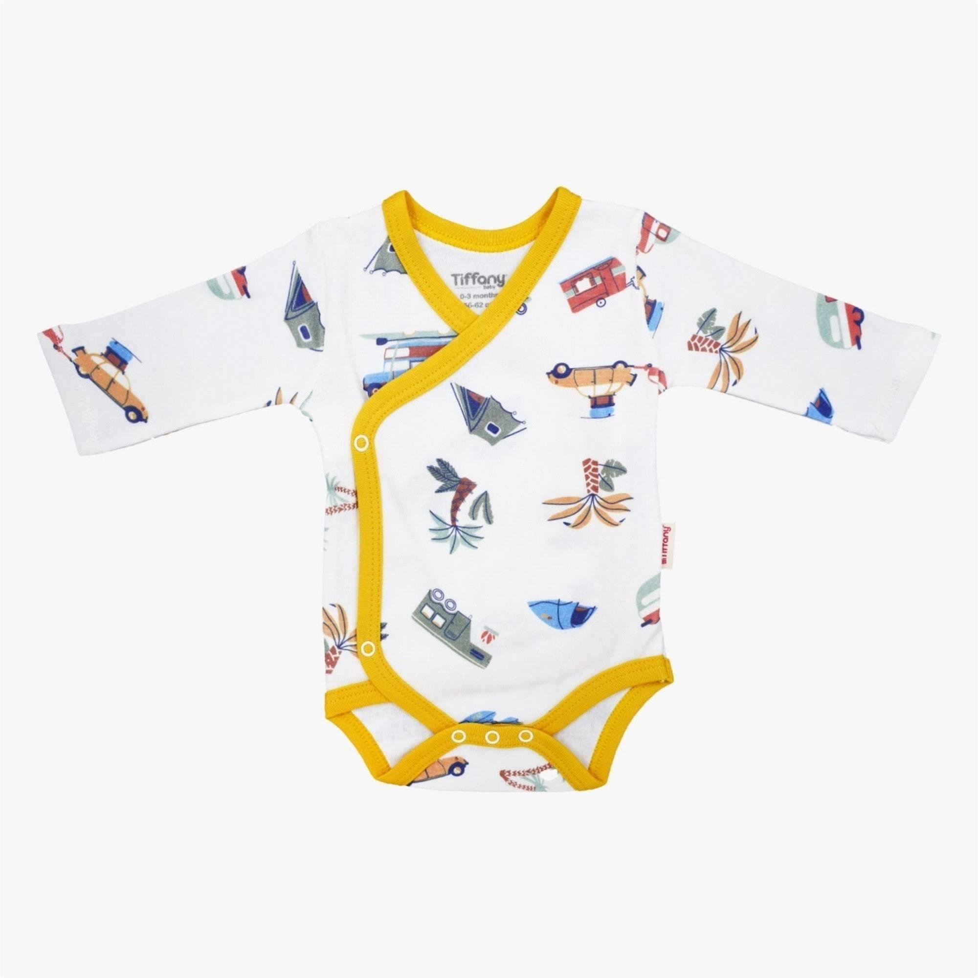 Tiffany Baby Erkek Bebek Caravan Theme Kruvaze Badi Beyaz INT 23 12022