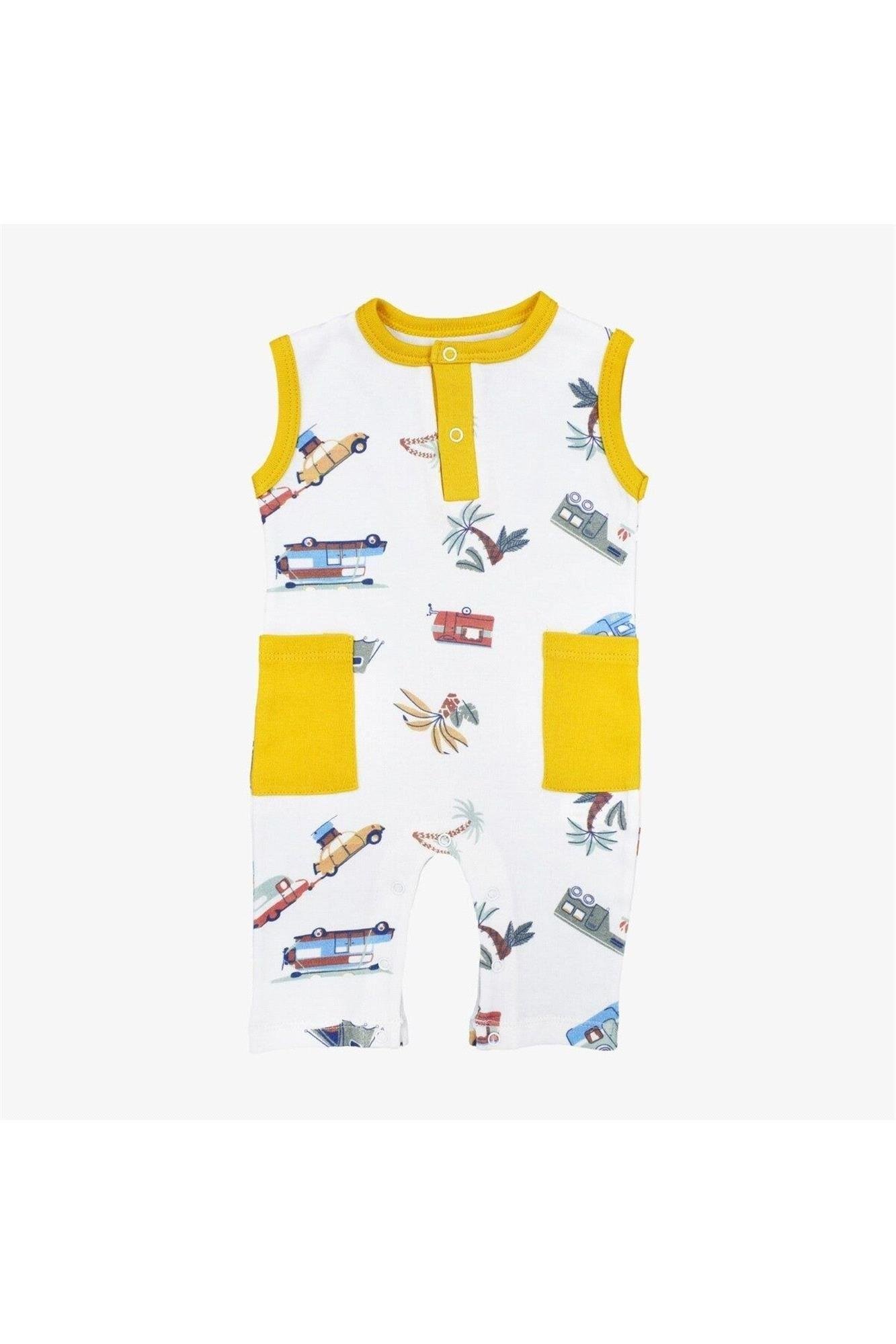 Tiffany Baby Erkek Bebek Caravan Theme Atlet Tulum Beyaz INT 24 12089