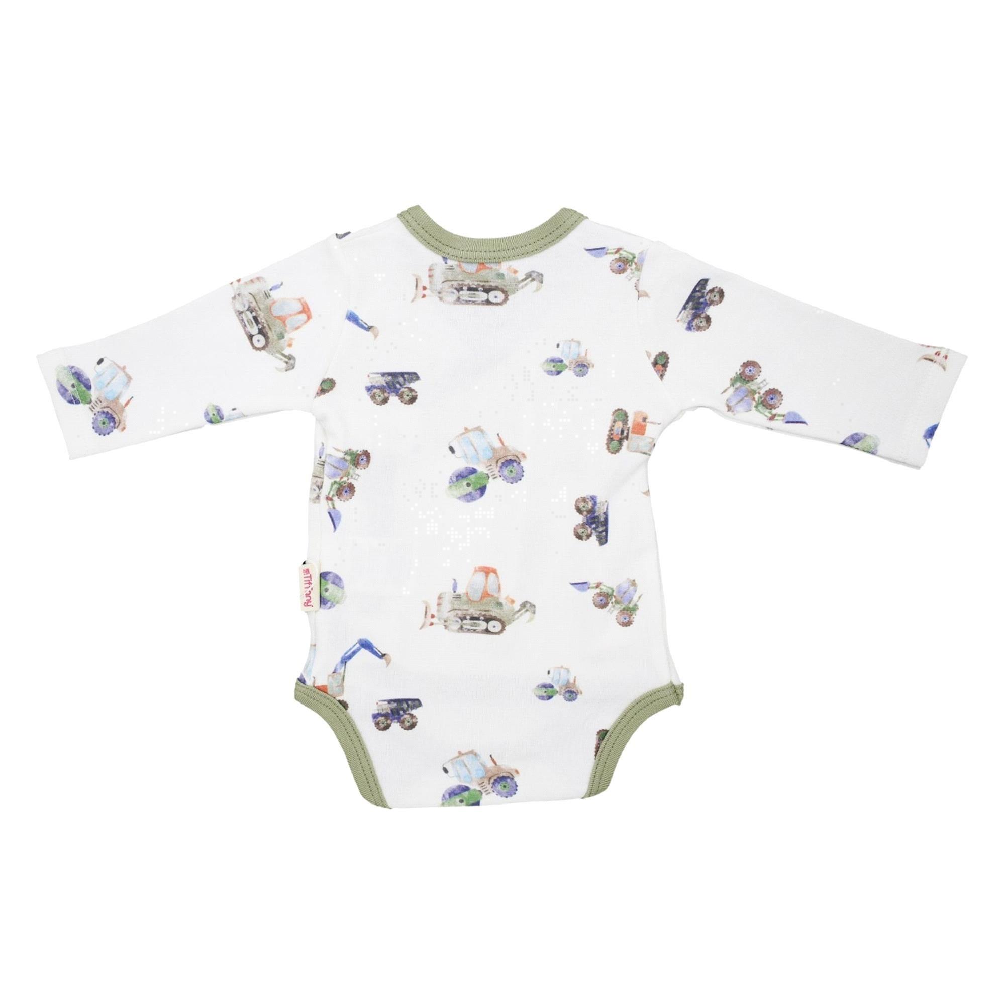 Tiffany Baby Erkek Bebek Work Machine Theme Kruvaze Badi Beyaz/Yeşil INT 24 13022