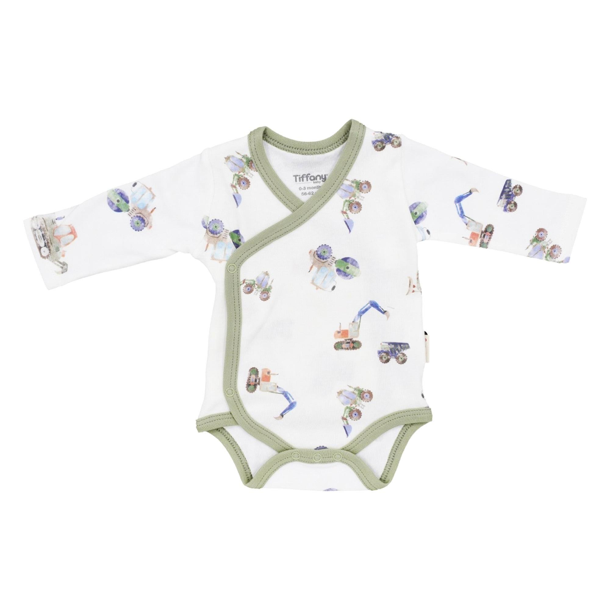 Tiffany Baby Erkek Bebek Work Machine Theme Kruvaze Badi Beyaz/Yeşil INT 24 13022