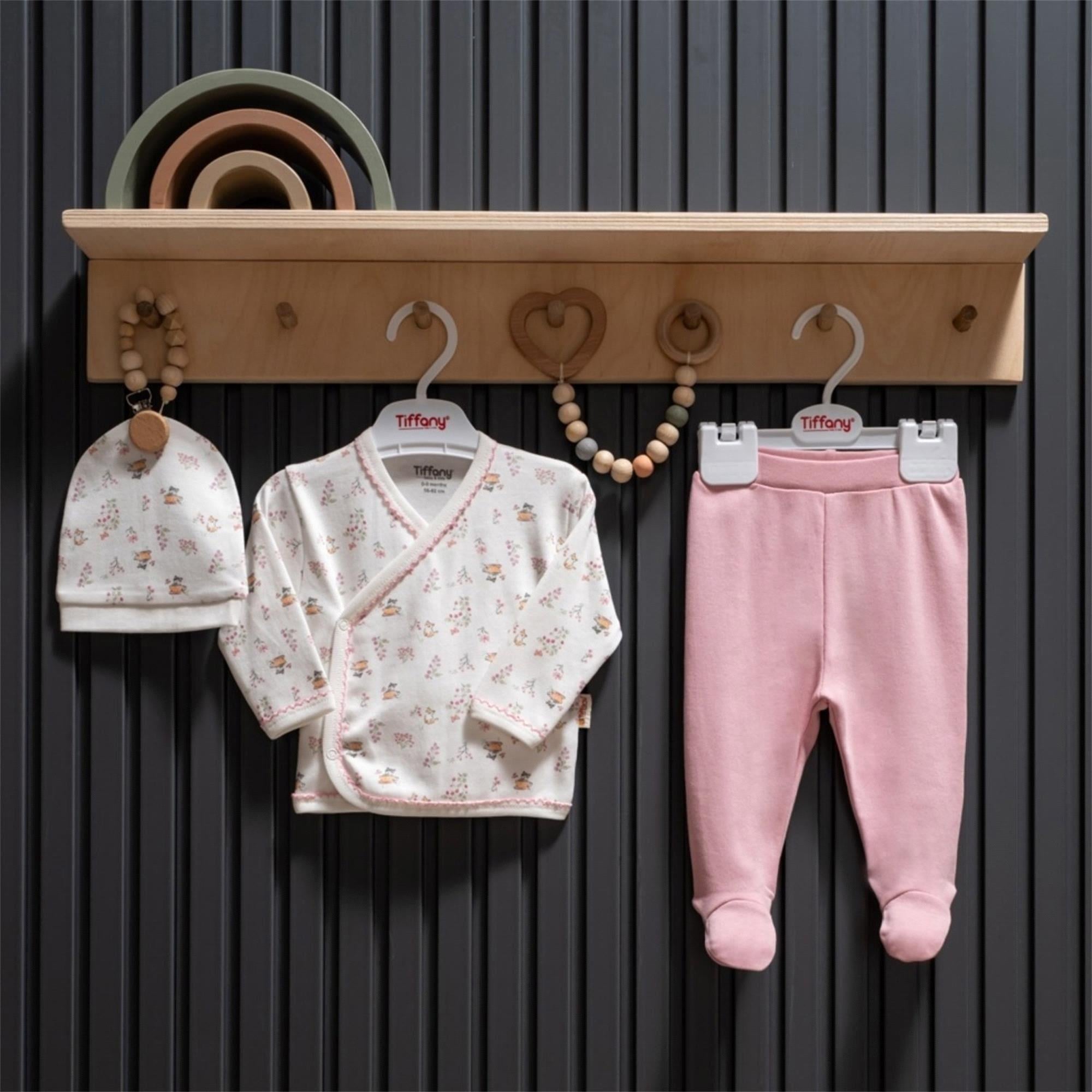 Tiffany Baby Kız Bebek Cute Cats 3'lü Alt Üst Zıbın Takım Ekru 34078