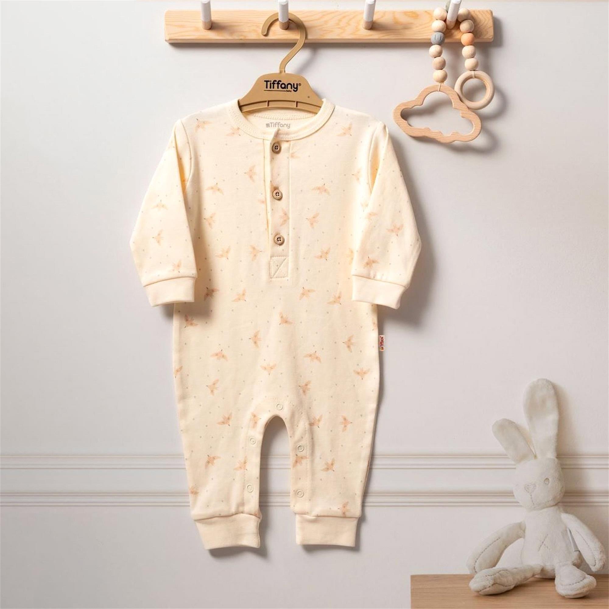 Tiffany Baby Kız Bebek Organik Bird Theme Tulum Ekru 24004