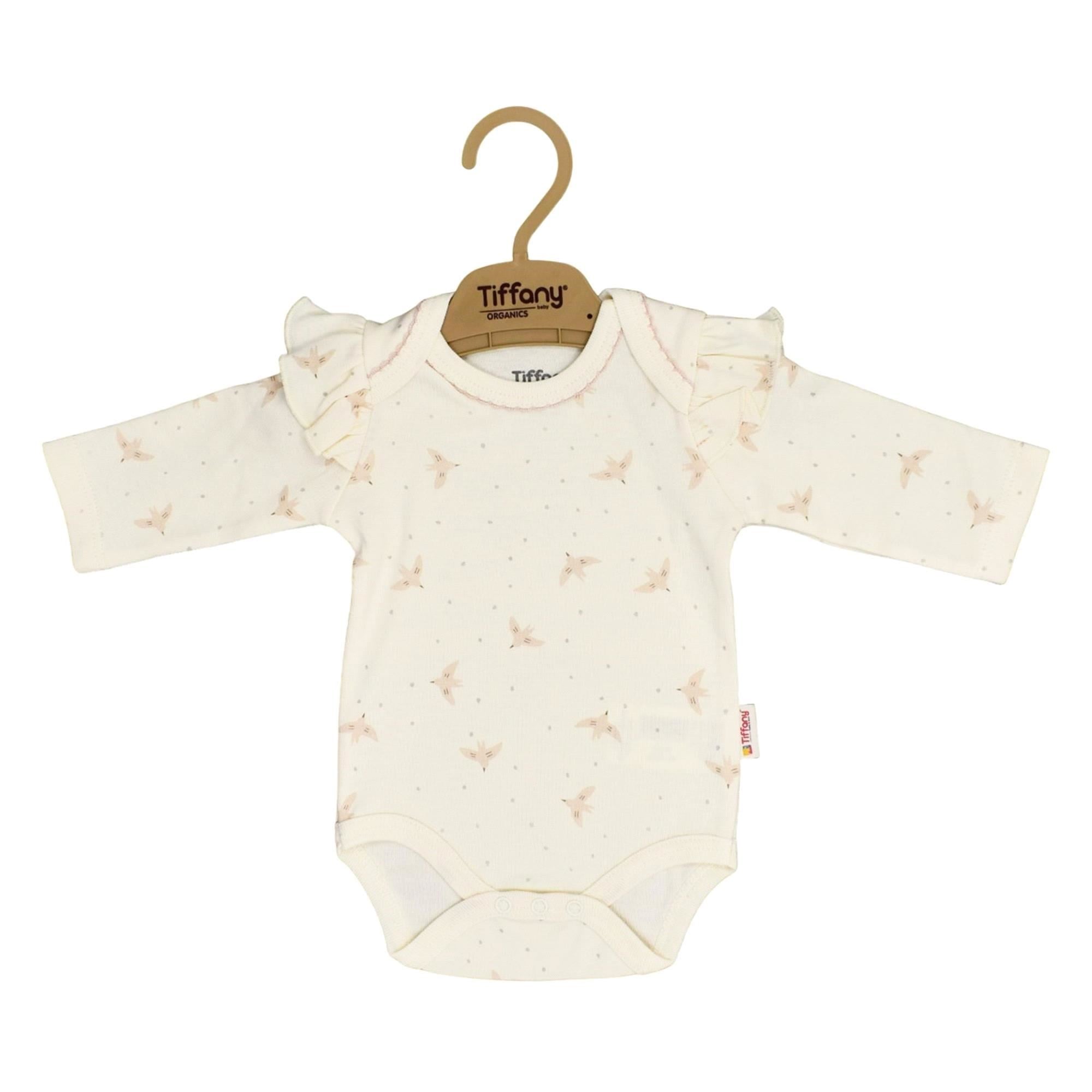 Tiffany Baby Kız Bebek Organik Bird Theme Uzun Kollu Zıbın Badi Ekru 24011