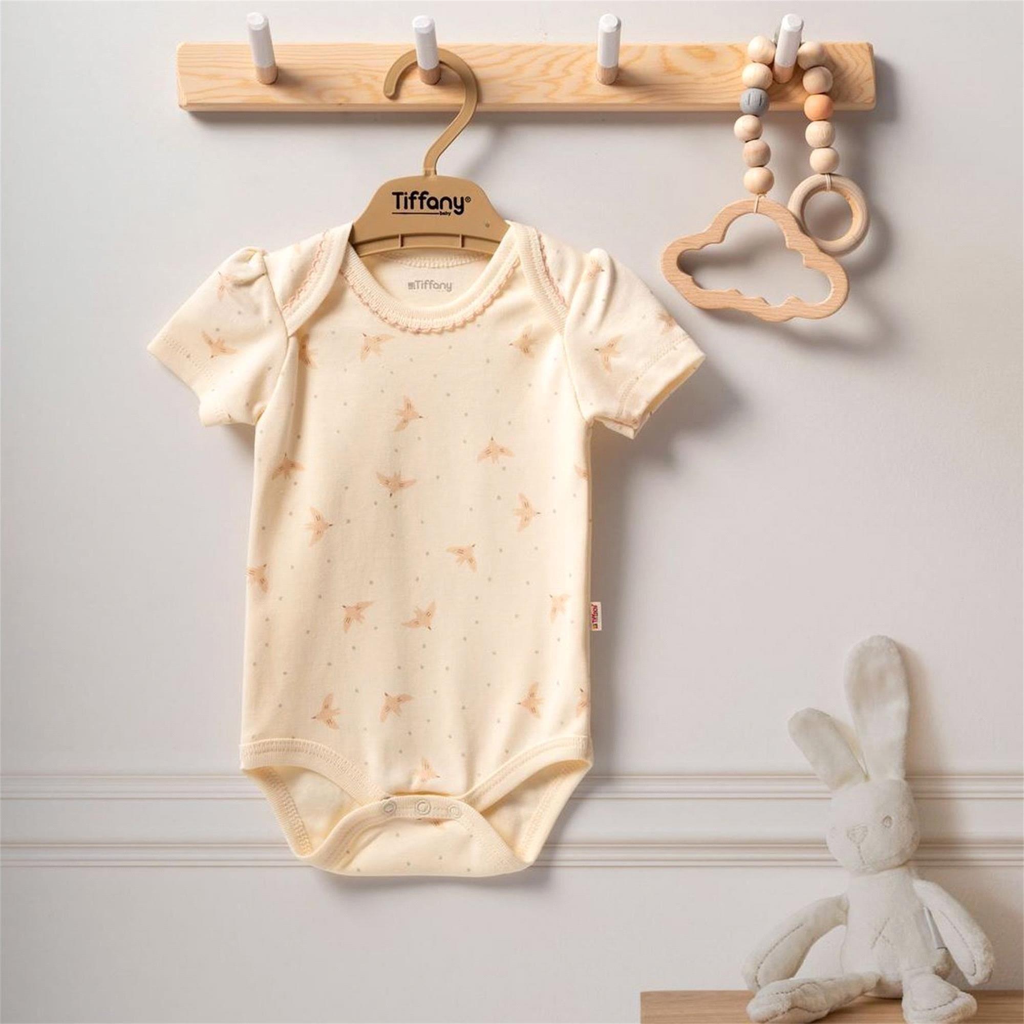 Tiffany Baby Kız Bebek Organik Bird Theme Yarım Kollu Badi Ekru 24008
