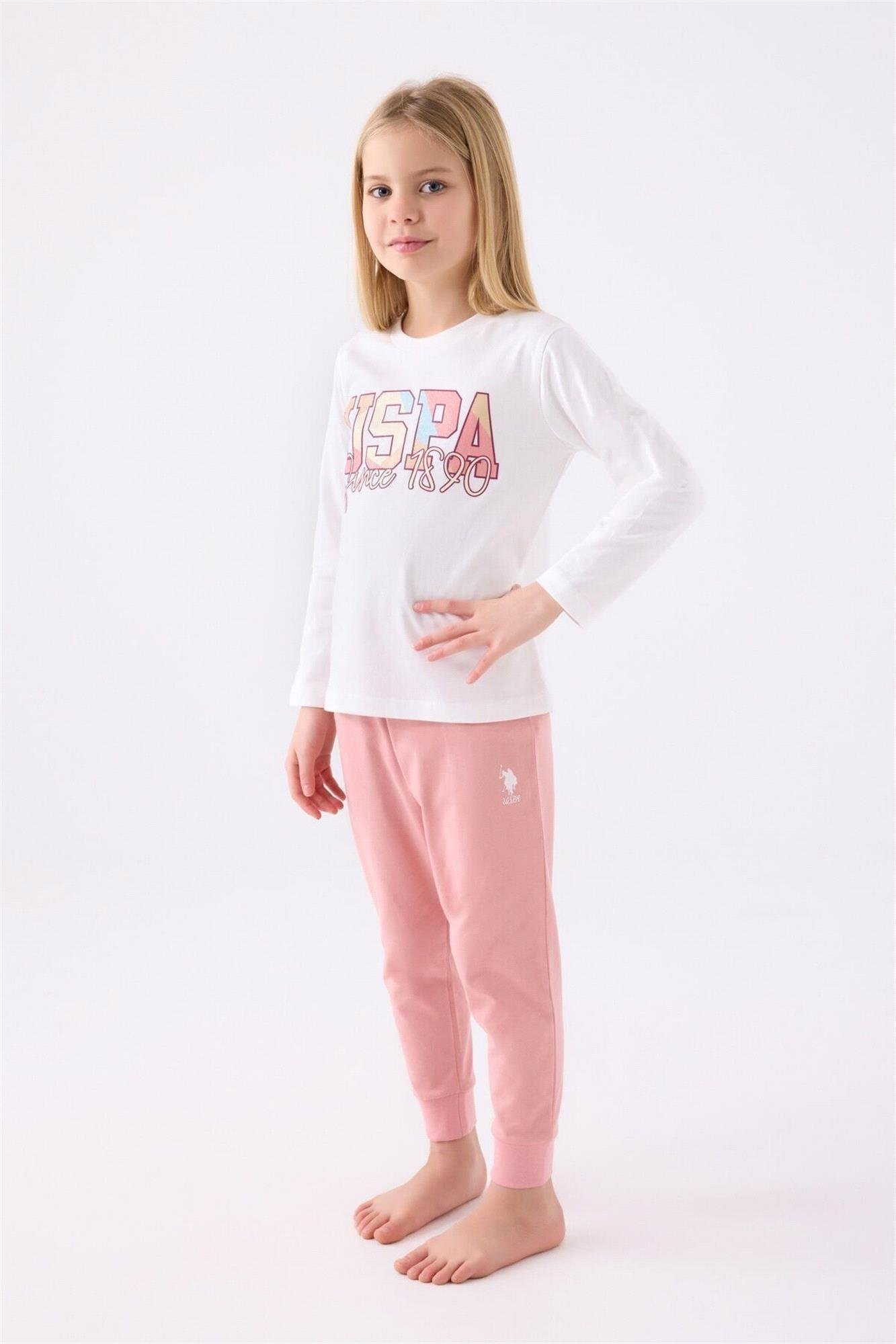U.S. Polo Assn Kız Çocuk Pijama Takımı Krem US1984-G