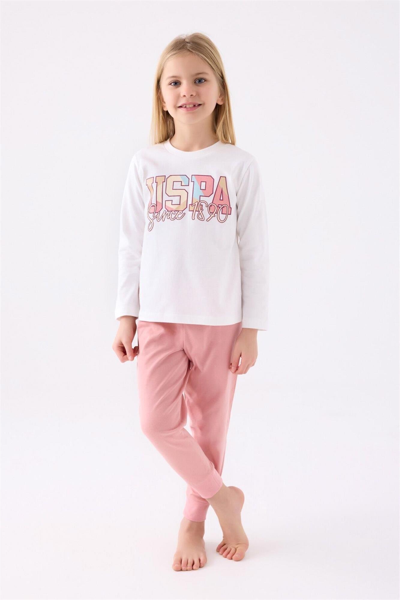 U.S. Polo Assn Kız Çocuk Pijama Takımı Krem US1984-4