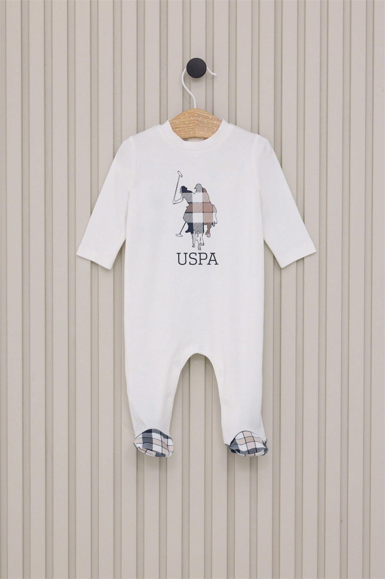 U.S. Polo Assn Erkek Bebek Patikli Tulum Krem USB2059