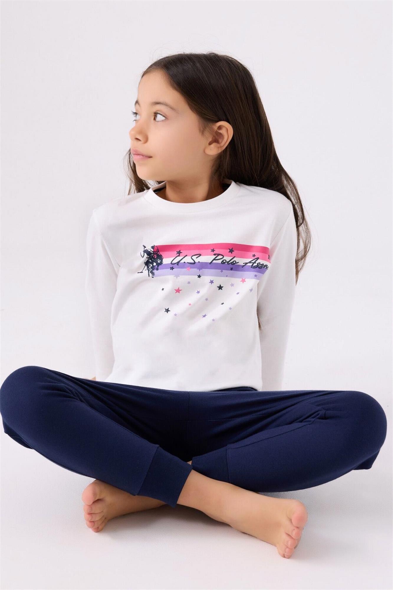 U.S. Polo Assn Kız Çocuk Pijama Takımı Krem US1962-4