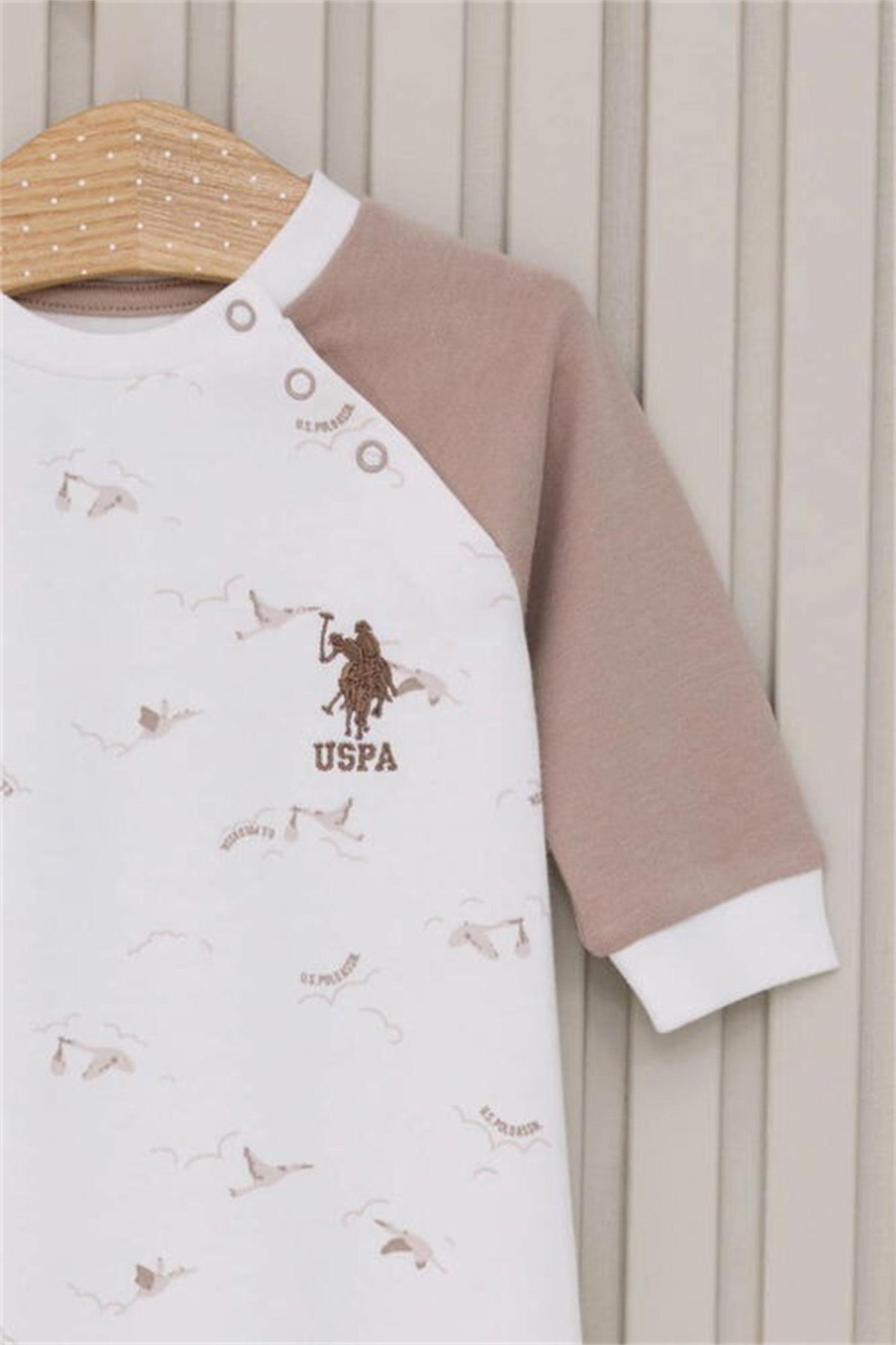 U.S. Polo Assn Erkek Bebek Tulum Krem USB2020