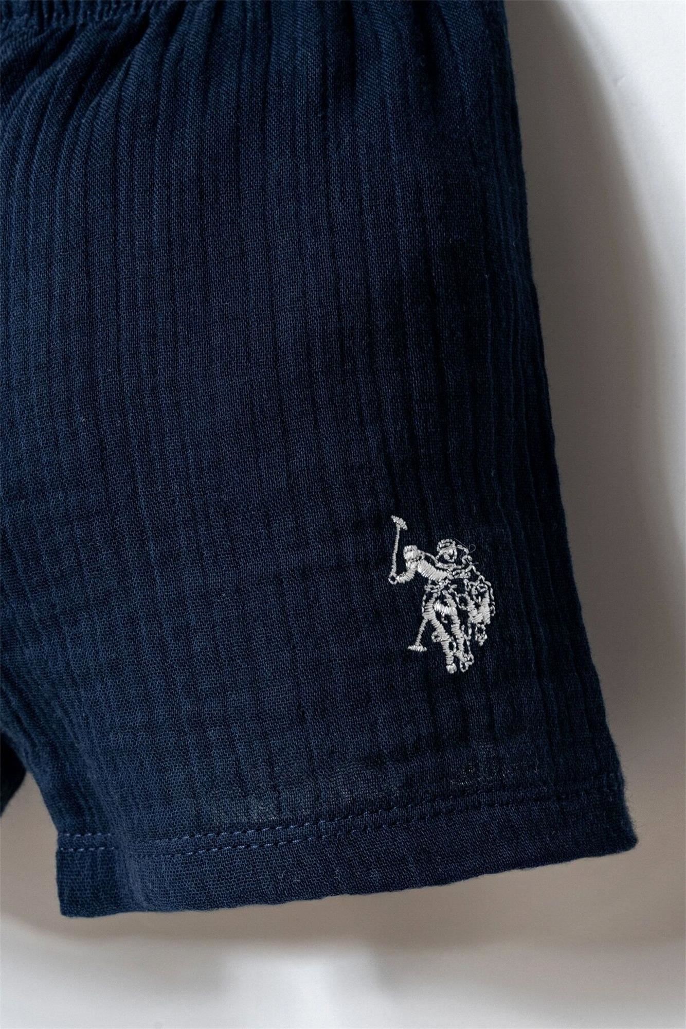 U.S Polo Assn. Erkek  Bebek Müslin Şort Gömlek Takım Lacivert USB2882