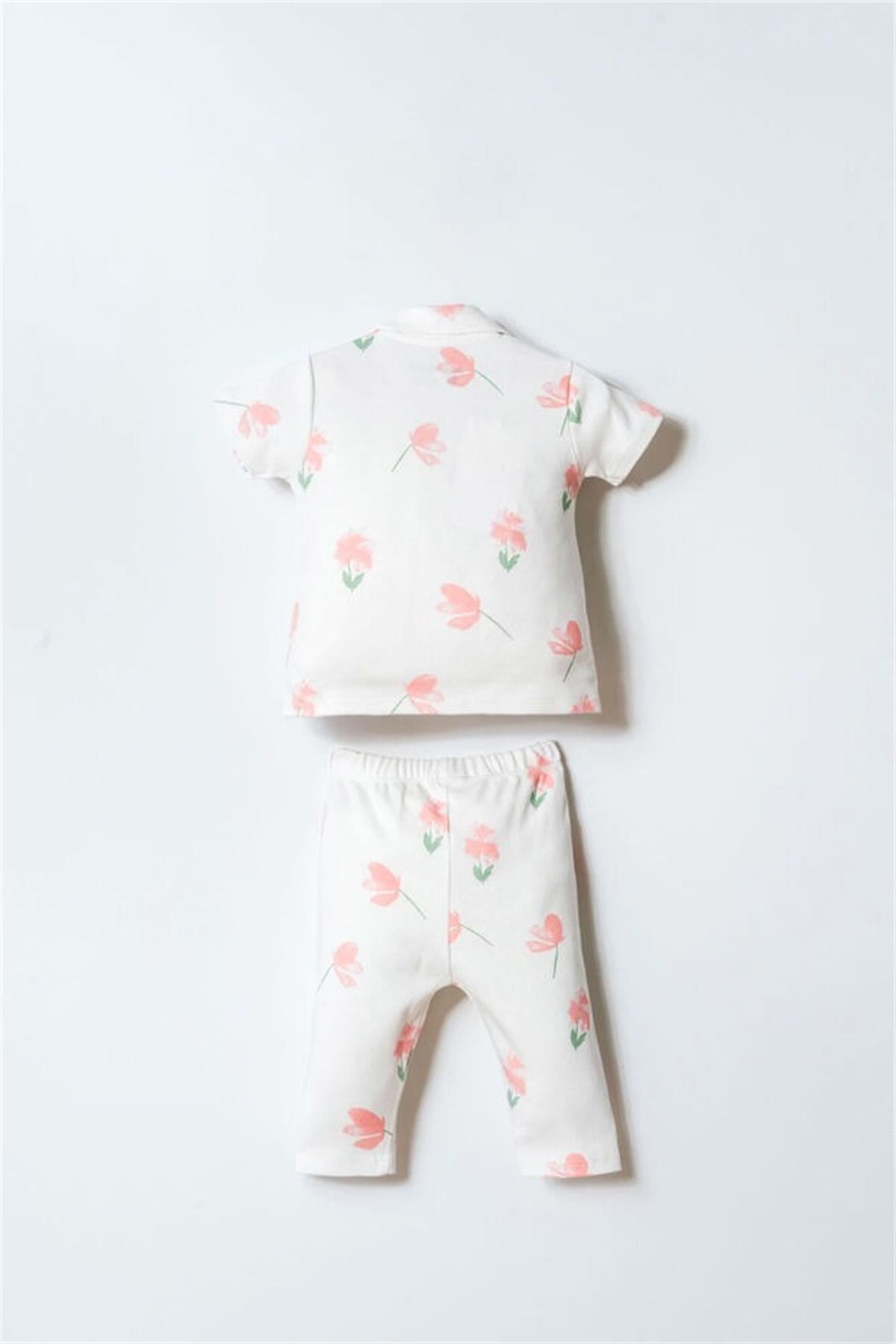U.S Polo Assn. Kız Bebek Gömlek Pijama Takım Pudra USB2988