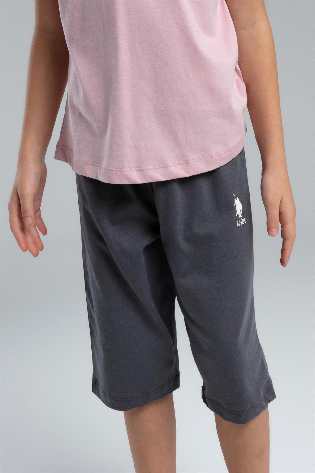 U.S. Polo Assn. Kız Çocuk Tişört Kapri Takım Soft Pembe US2068-4