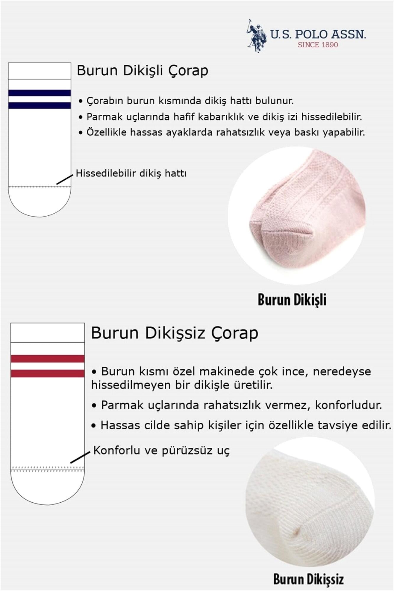 U.S. Polo Assn. Kız Bebek 3'lü Çorap Set Pembe USB2206