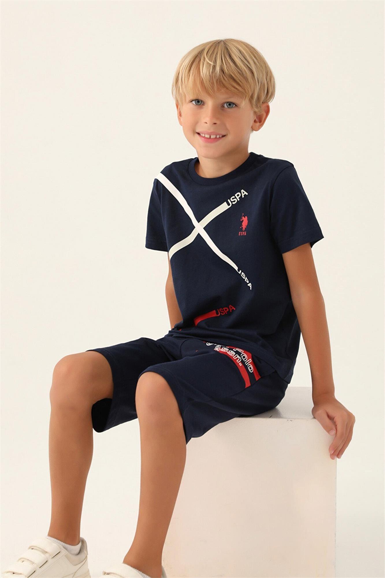 U.S. Polo Assn. Erkek Çocuk Tişört Bermuda Şort Takım Lacivert US1768-G