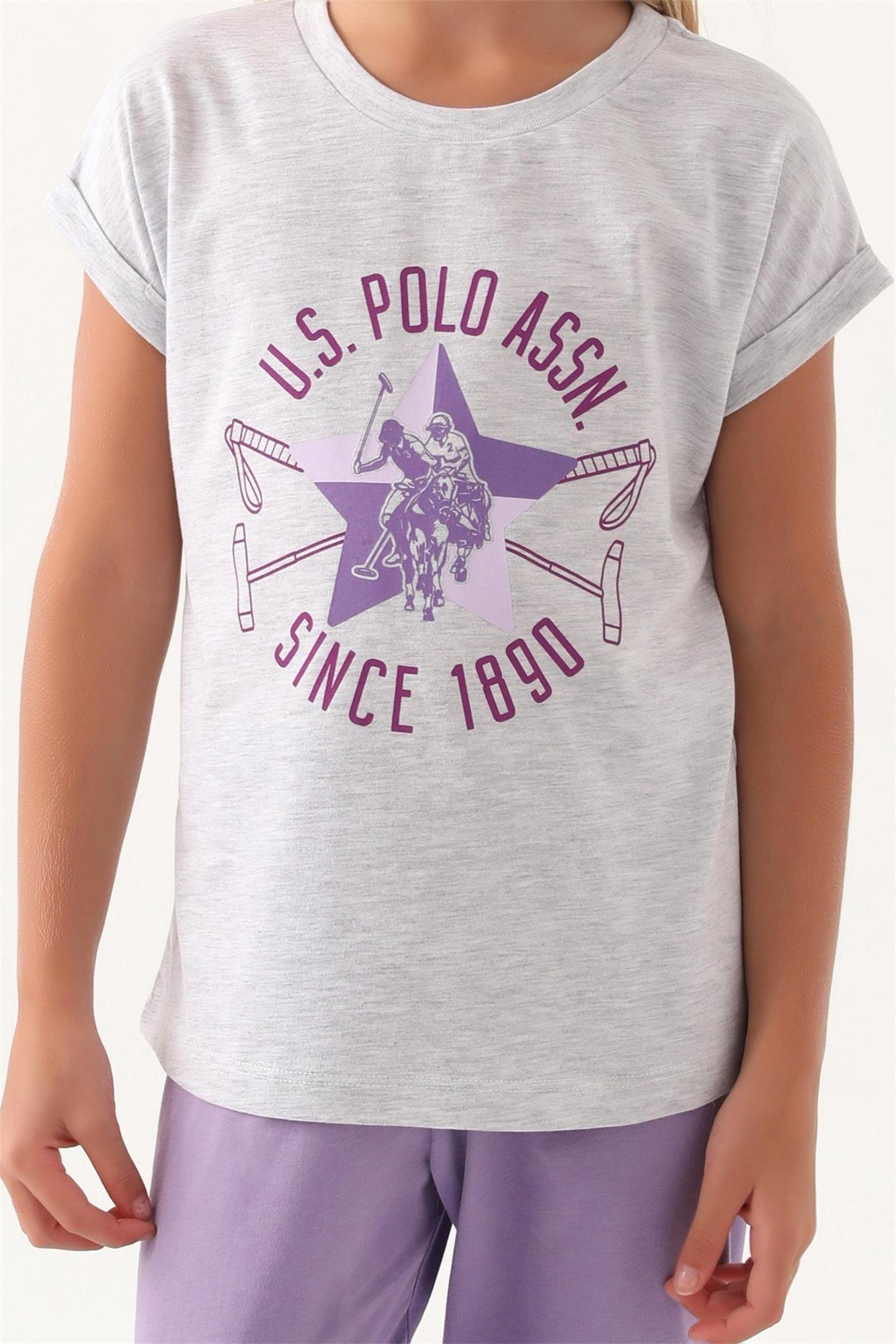 U.S. Polo Assn. Kız Çocuk Pijama Takımı Kar Melanj US1838-4