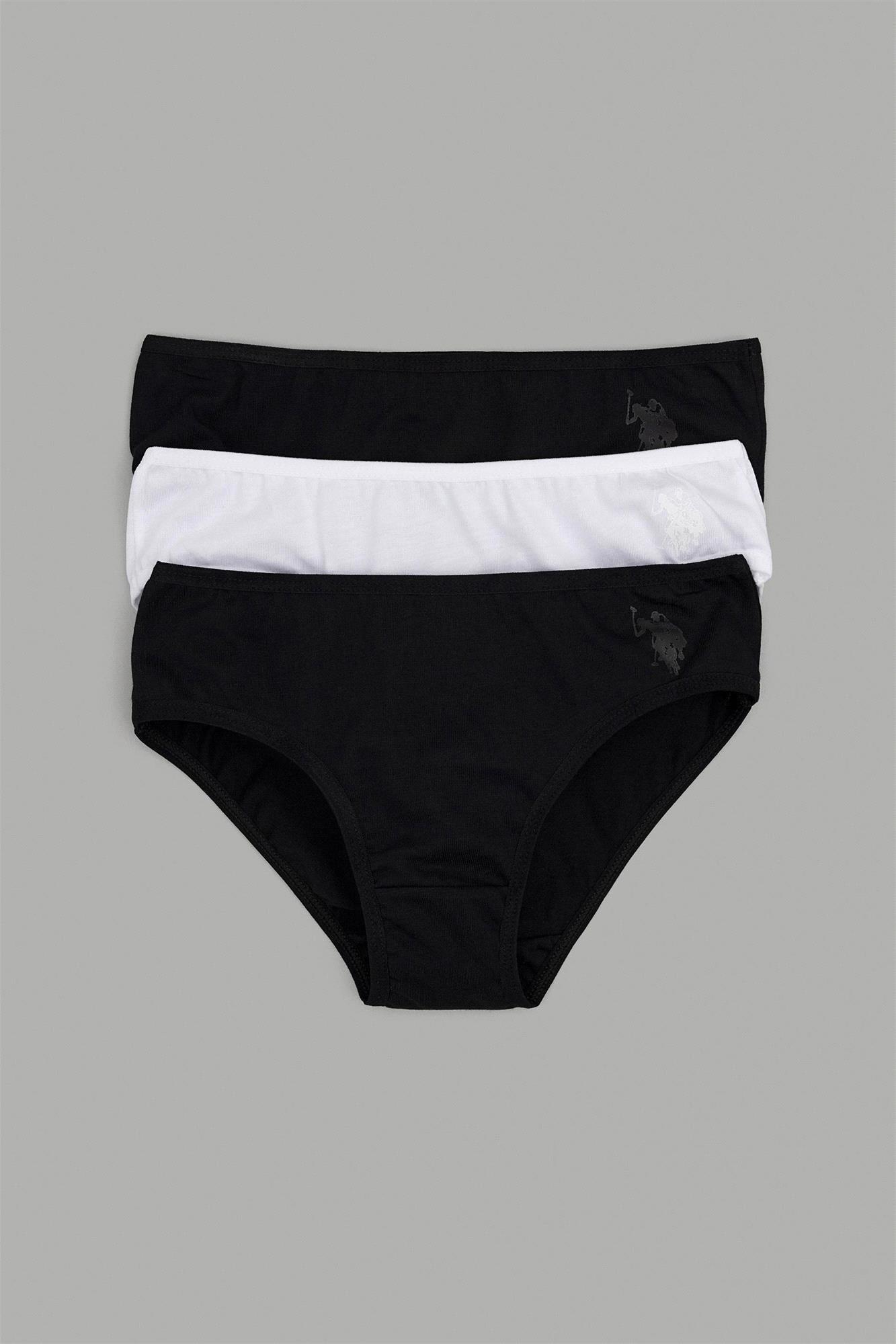 U.S. Polo Assn. Kız Çocuk 3'lü Slip Külot Siyah US1677