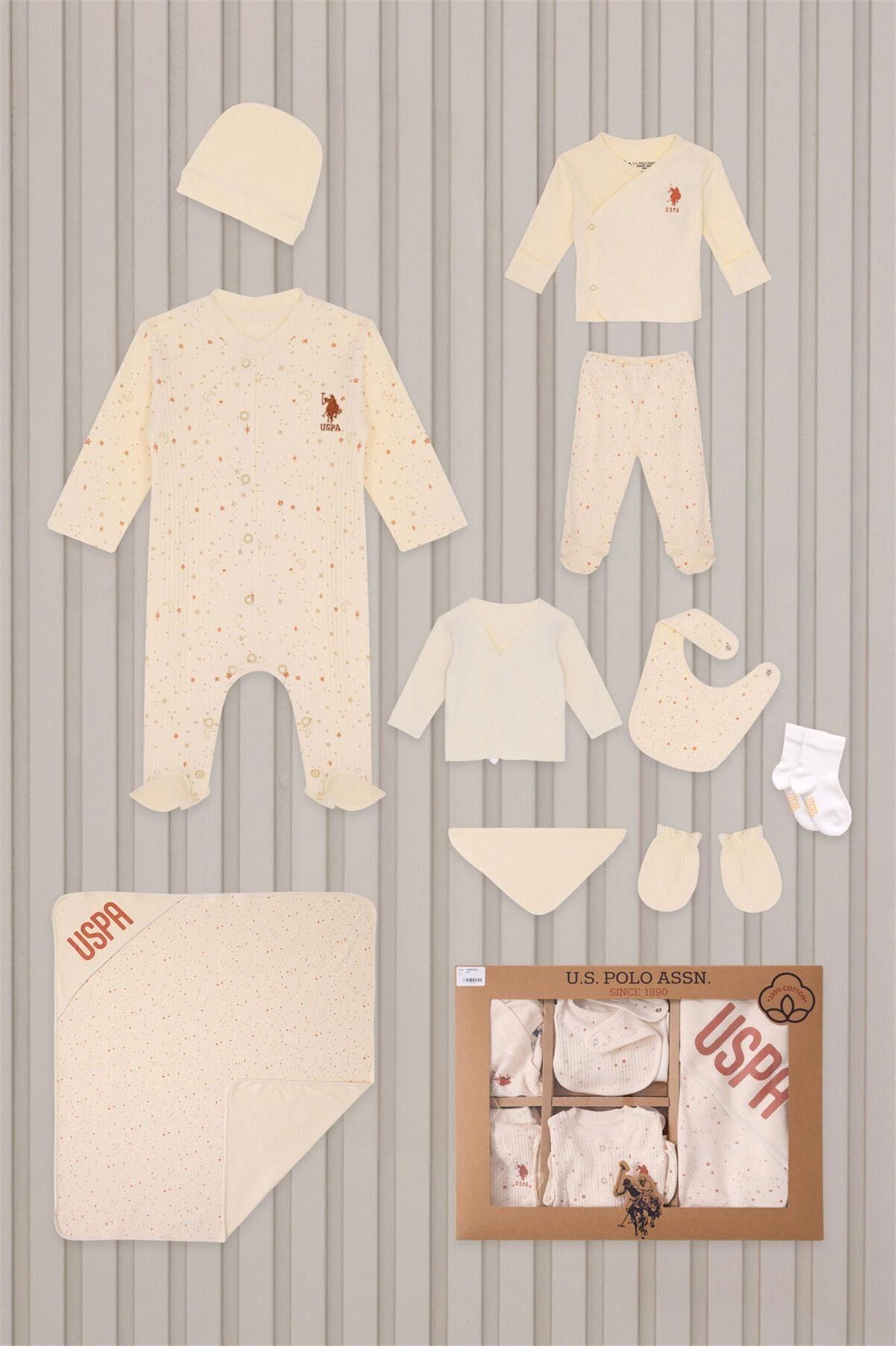 U.S. Polo Assn. Kız Bebek 10’lu Hastane Çıkış Seti Krem USB2106 