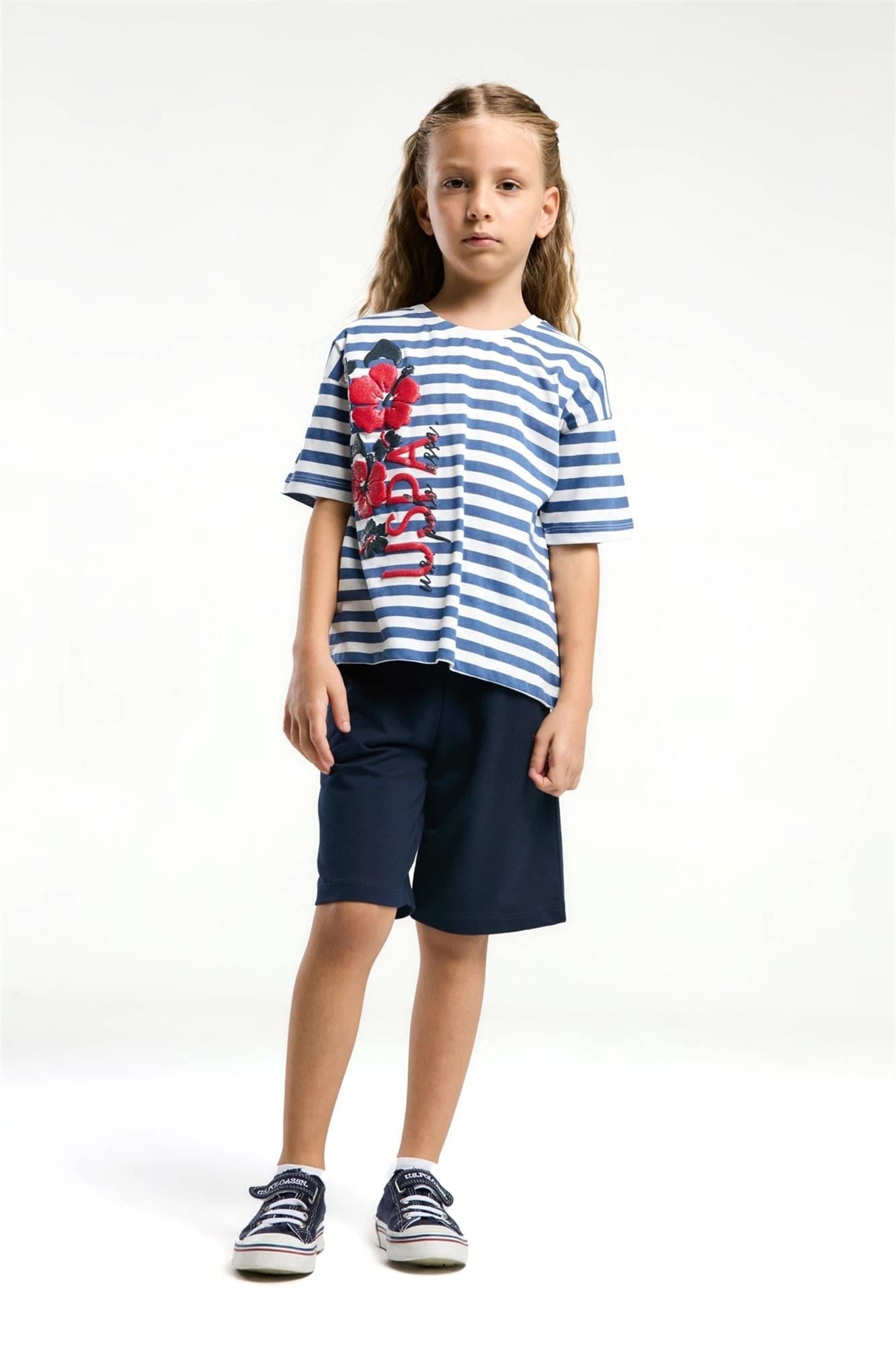U.S. Polo Assn. Kız Çocuk Bermuda Takım Gece Mavisi US2074-4