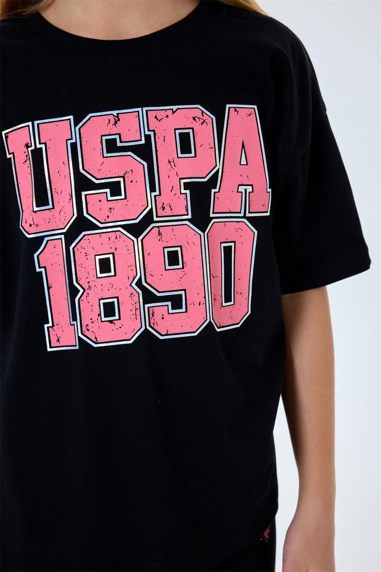 U.S. Polo Assn. Kız Çocuk Tişört Tayt Takım Siyah US2523-4