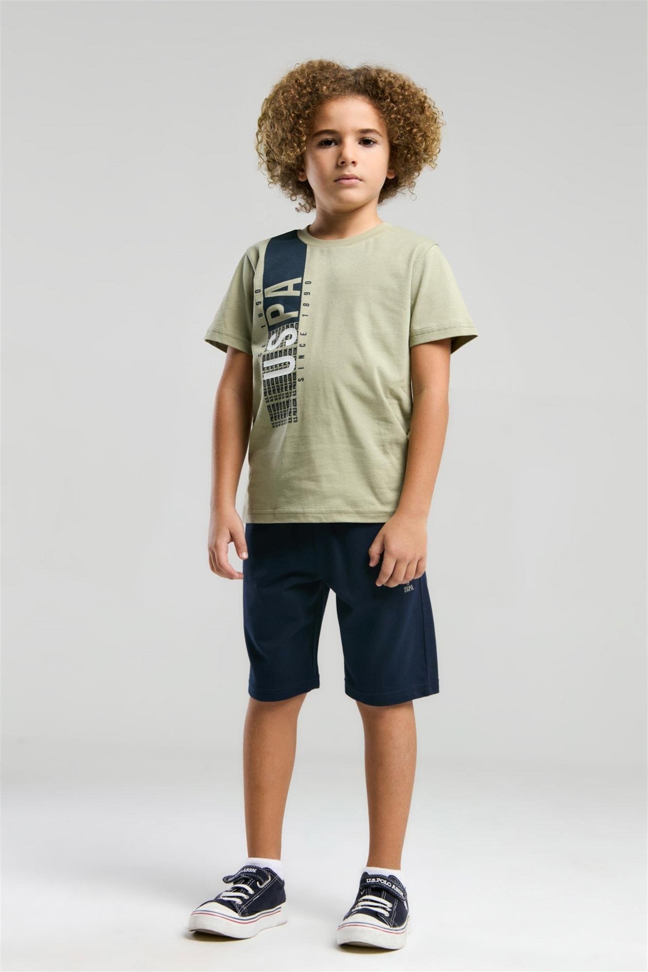 U.S. Polo Assn. Erkek Çocuk Bermuda Tişört Şort Takım Yeşil US2028-4