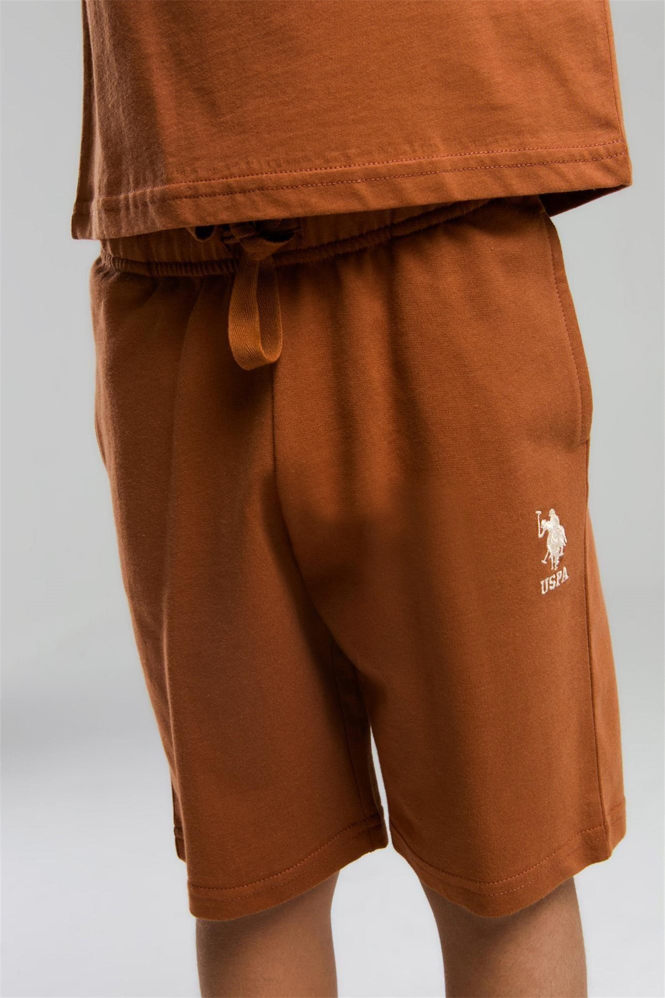 U.S. Polo Assn. Erkek Çocuk Bermuda Tişört Şort Takım Açık Kahve US2048-G