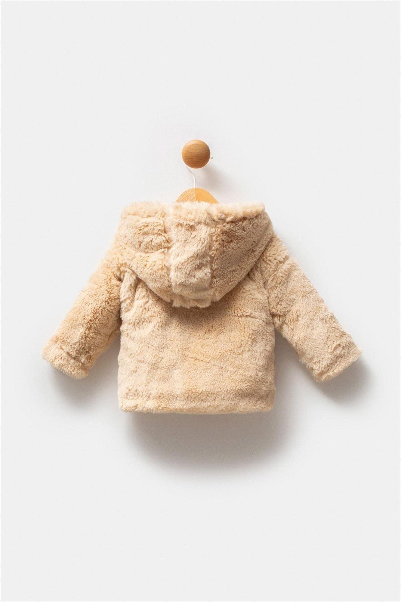 U.S. Polo Assn. Kız Bebek Peluş Mont Bej USB2780