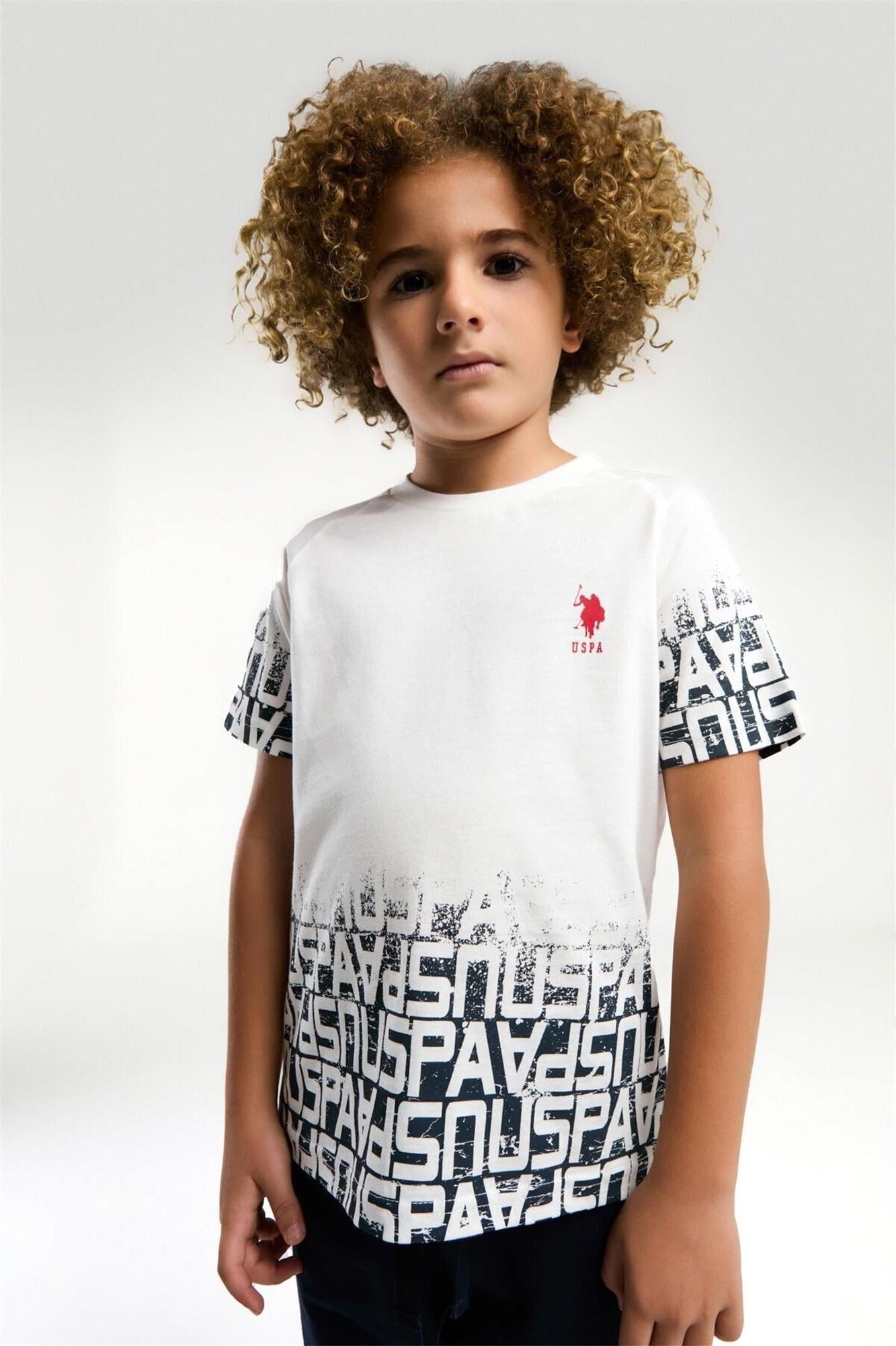 U.S. Polo Assn. Erkek Çocuk Bermuda Tişört Şort Takım Beyaz US2057-4