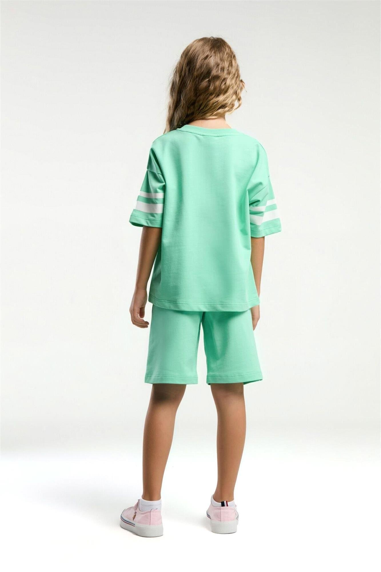 U.S. Polo Assn. Kız Çocuk Bermuda Tişört Şort Takım Bambu US2091-4