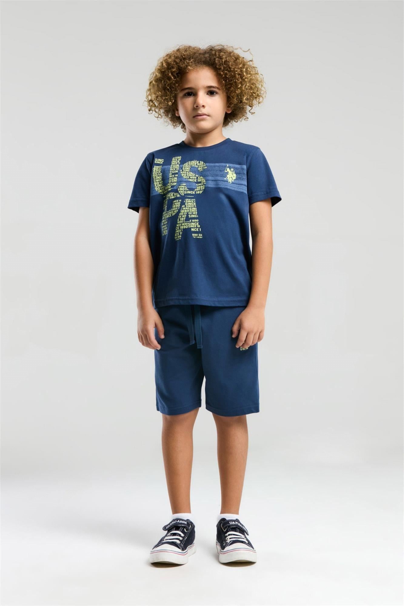 U.S. Polo Assn. Erkek Çocuk Bermuda Tişört Şort Takım Koyu İndigo US2056-4