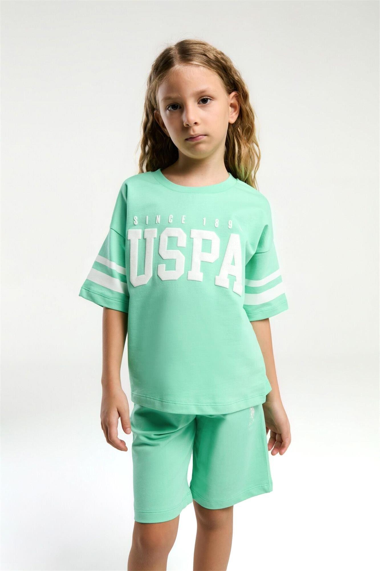 U.S. Polo Assn. Kız Çocuk Bermuda Tişört Şort Takım Bambu US2091-4