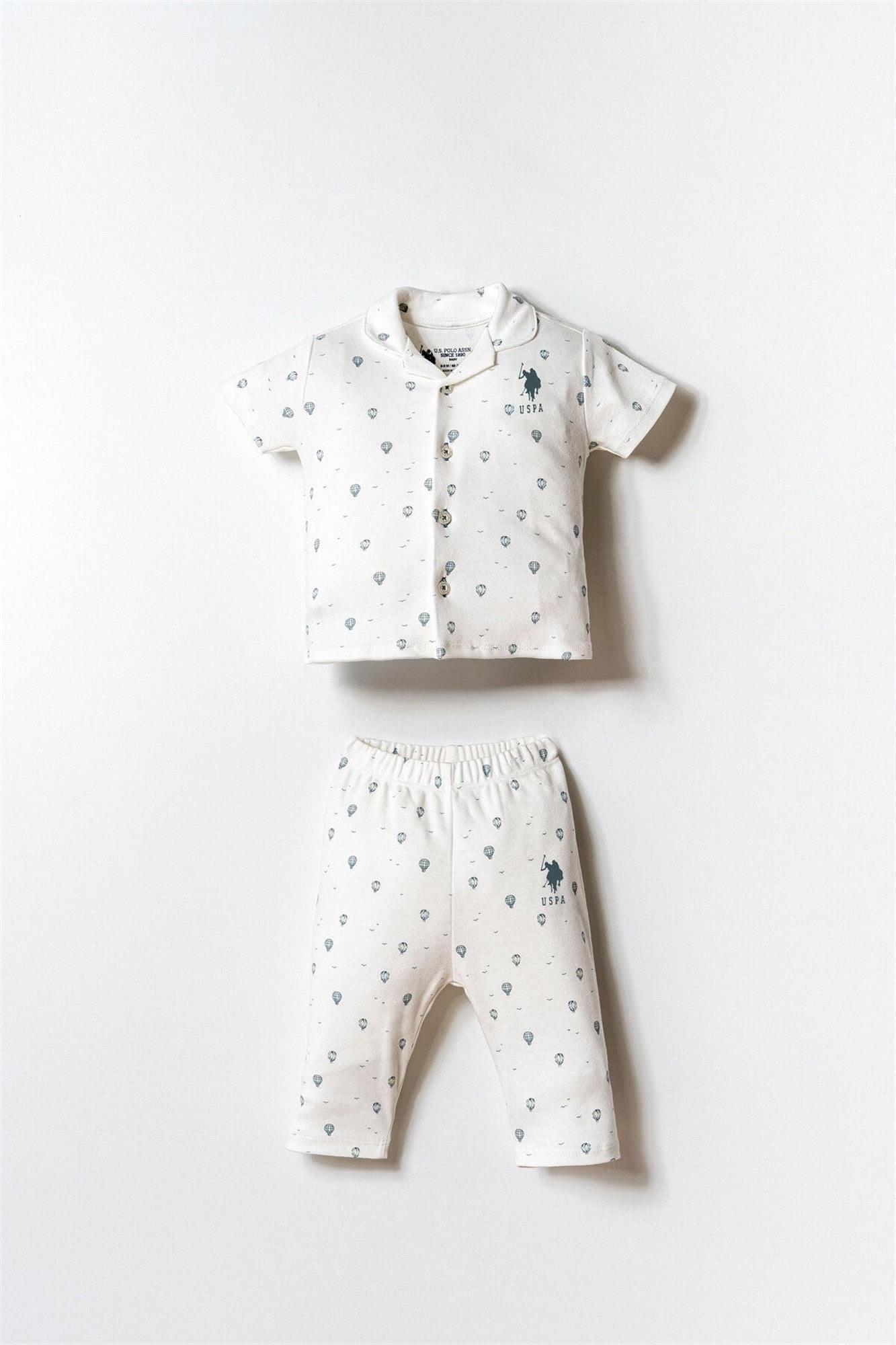 U.S. Polo Assn. Erkek Bebek Gömlek Pijama Takımı Beyaz USB2852