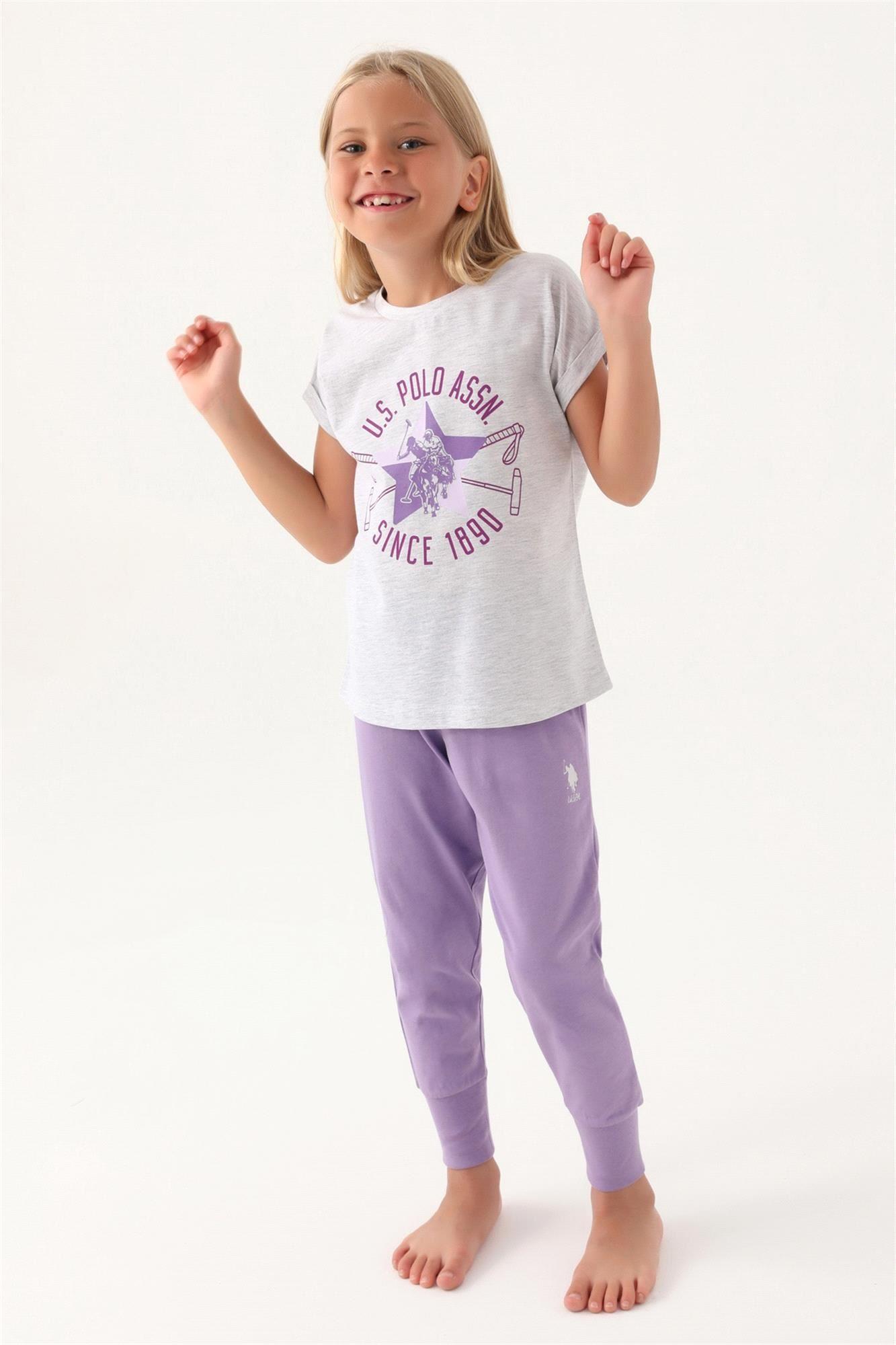 U.S. Polo Assn. Kız Çocuk Pijama Takımı Kar Melanj US1838-4