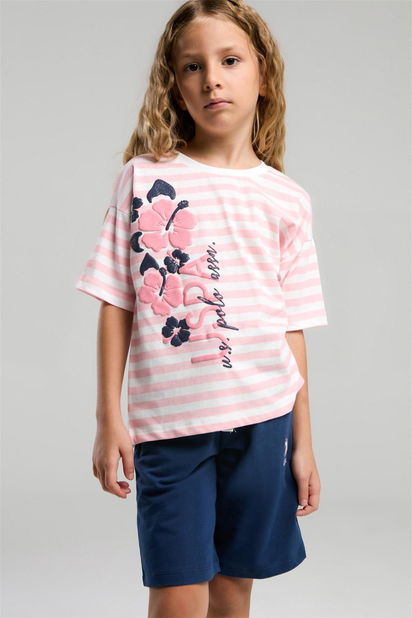 U.S. Polo Assn. Kız Çocuk Bermuda Takım Somon US2074-G