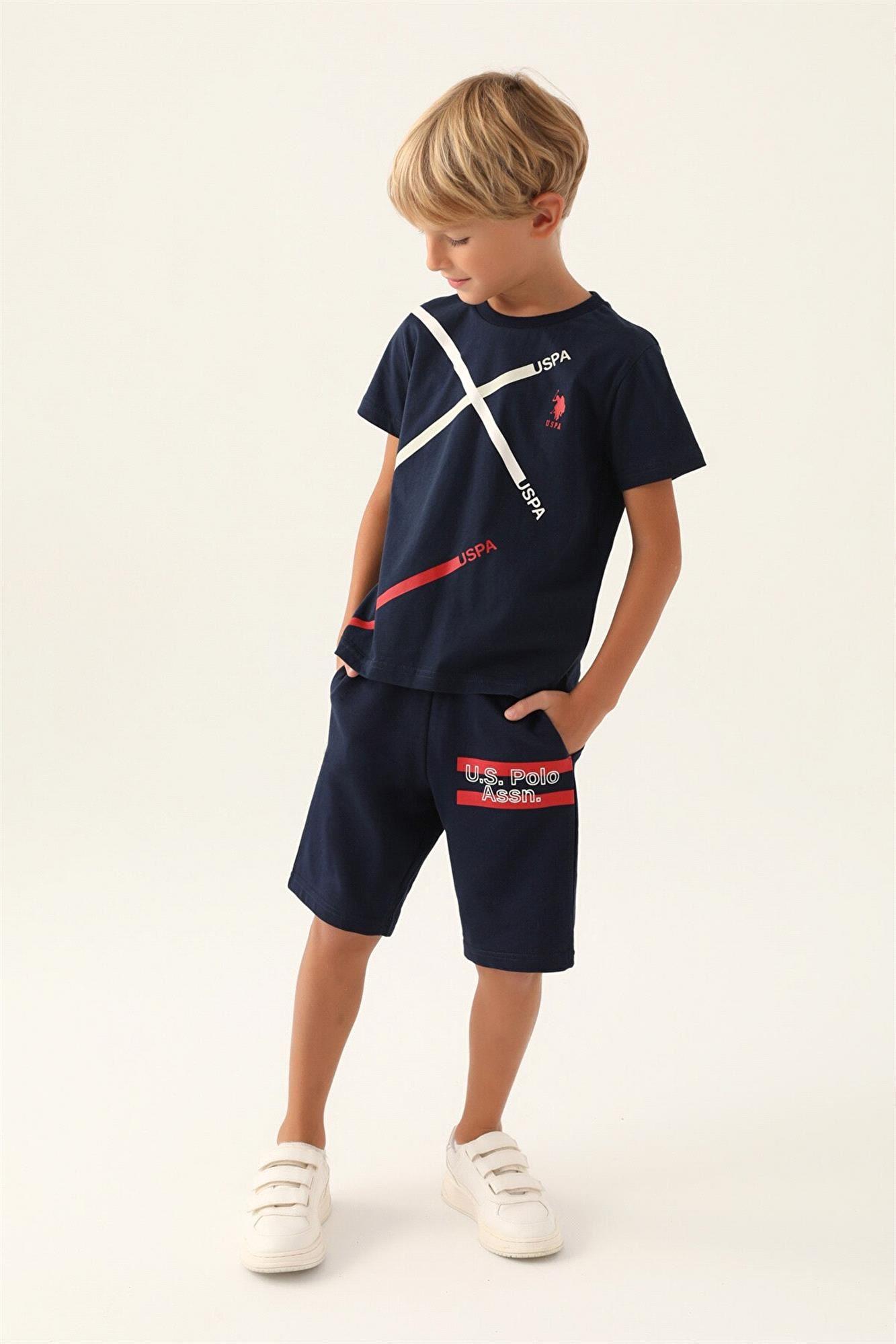 U.S. Polo Assn. Erkek Çocuk Tişört Bermuda Şort Takım Lacivert US1768-G