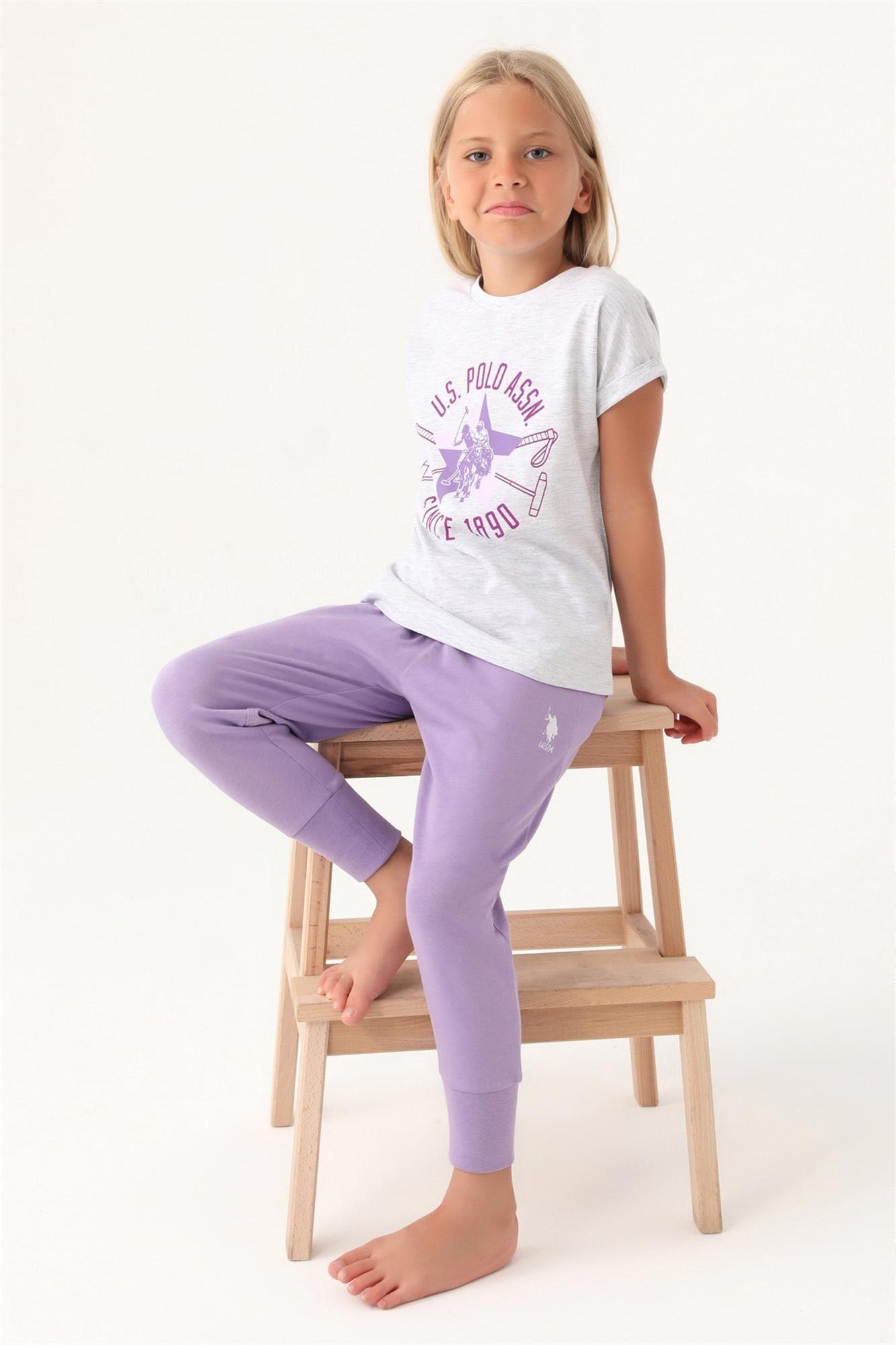 U.S. Polo Assn. Kız Çocuk Pijama Takımı Kar Melanj US1838-4