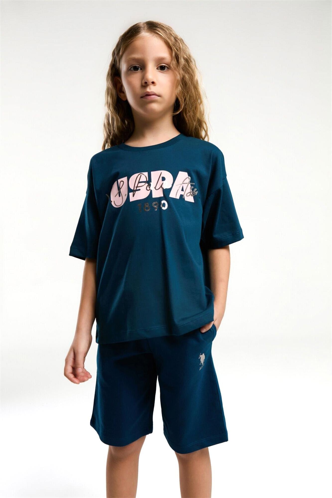 U.S. Polo Assn. Kız Çocuk Bermuda Tişört Şort Takım Lacivert US2080-4 