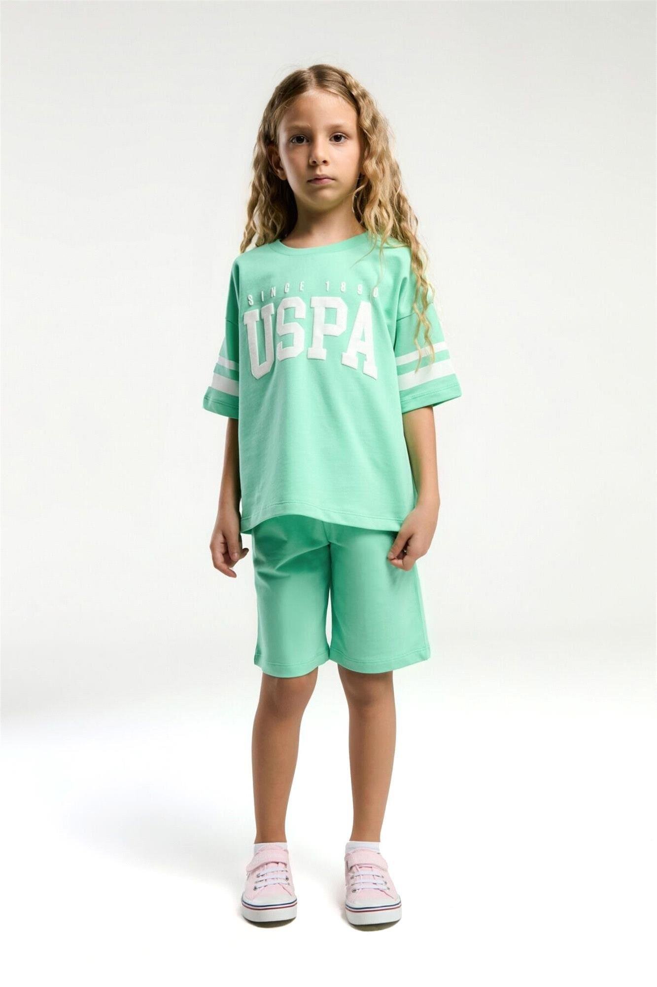 U.S. Polo Assn. Kız Çocuk Bermuda Tişört Şort Takım Bambu US2091-4