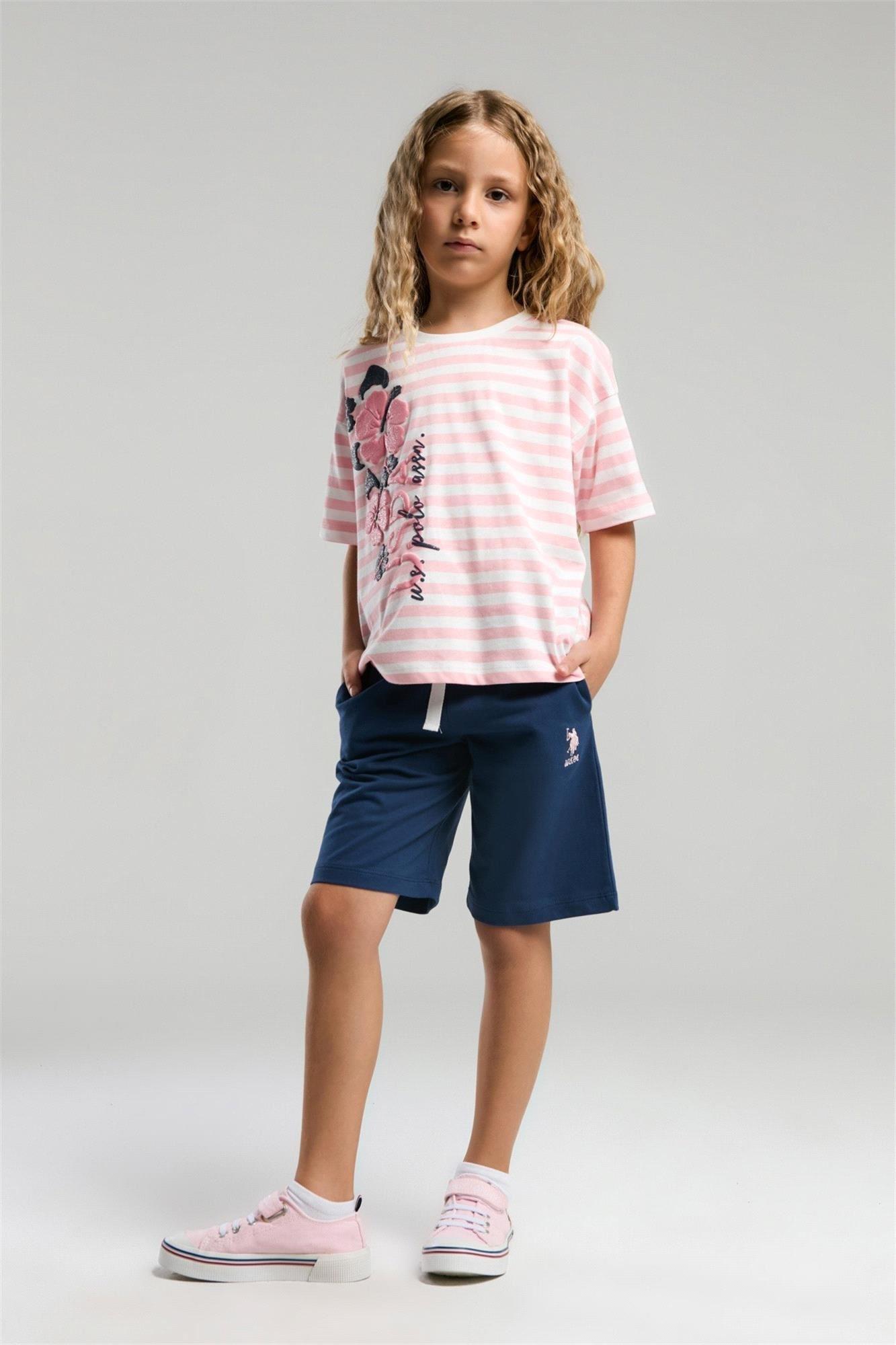 U.S. Polo Assn. Kız Çocuk Bermuda Takım Somon US2074-G