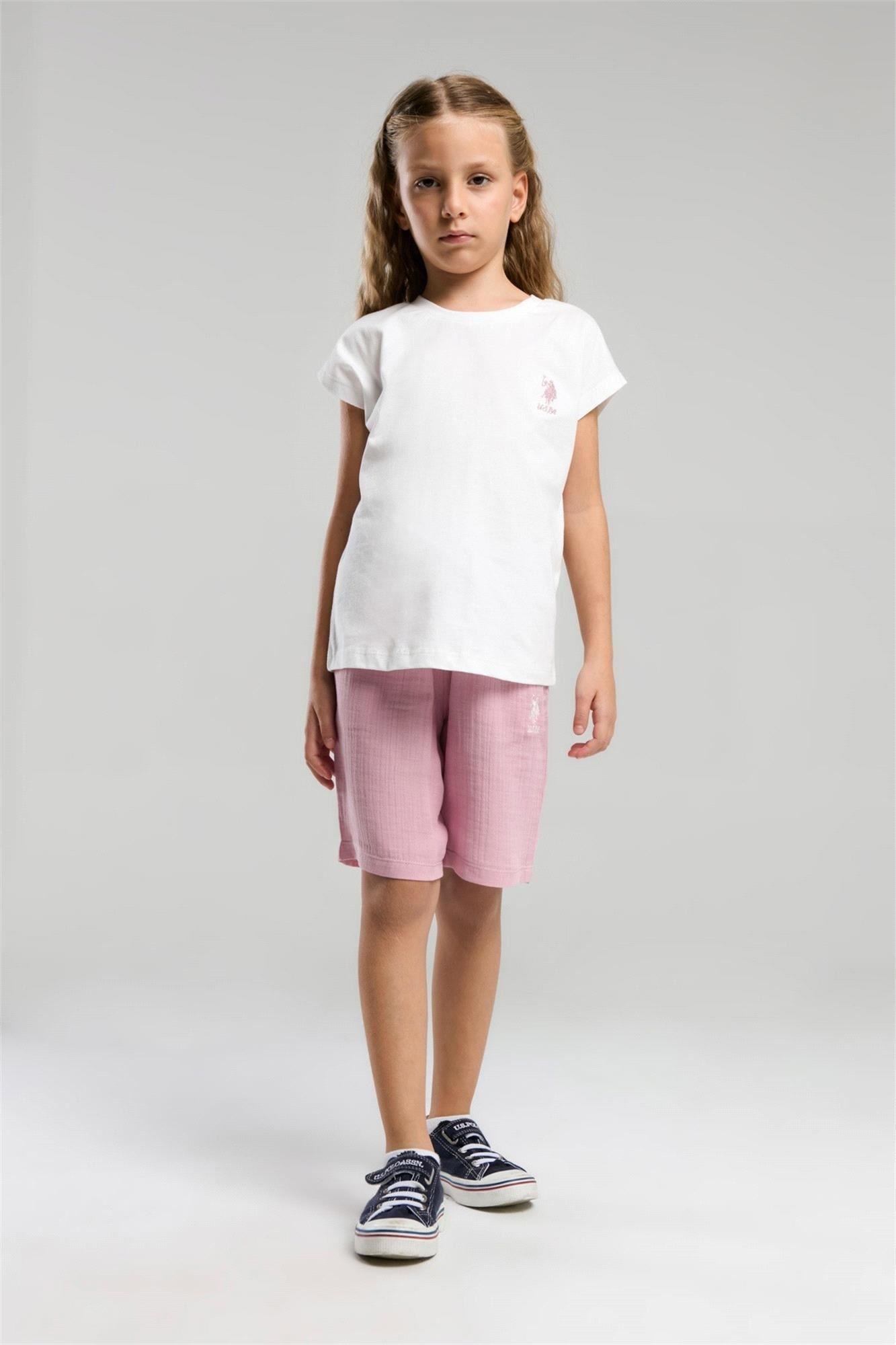 U.S. Polo Assn. Kız Çocuk Bermuda Takım Beyaz US2092-4