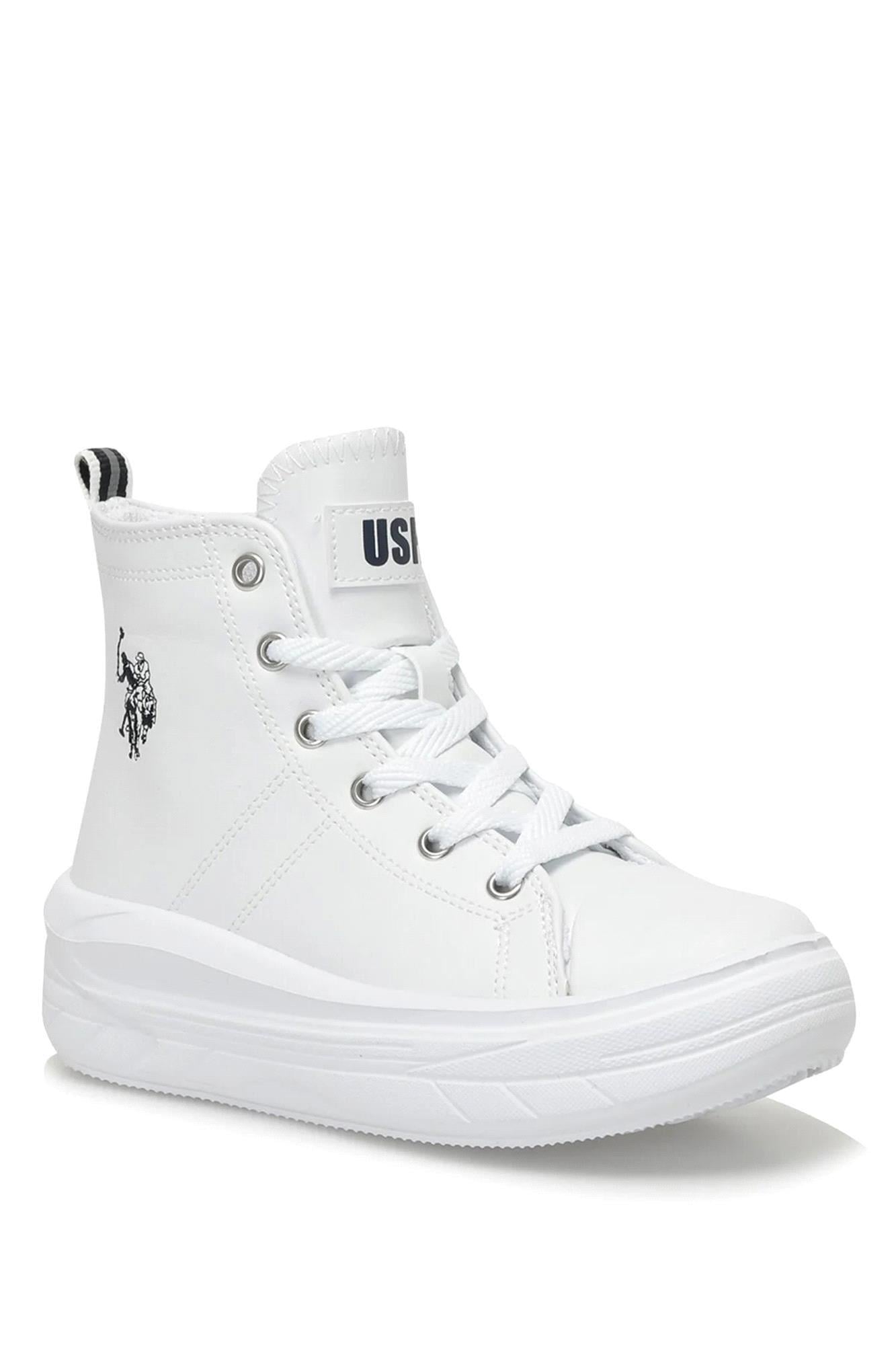 U.S. Polo Assn. Kız Çocuk Clementine JR PU 3PR Spor Ayakkabı Beyaz 101390022