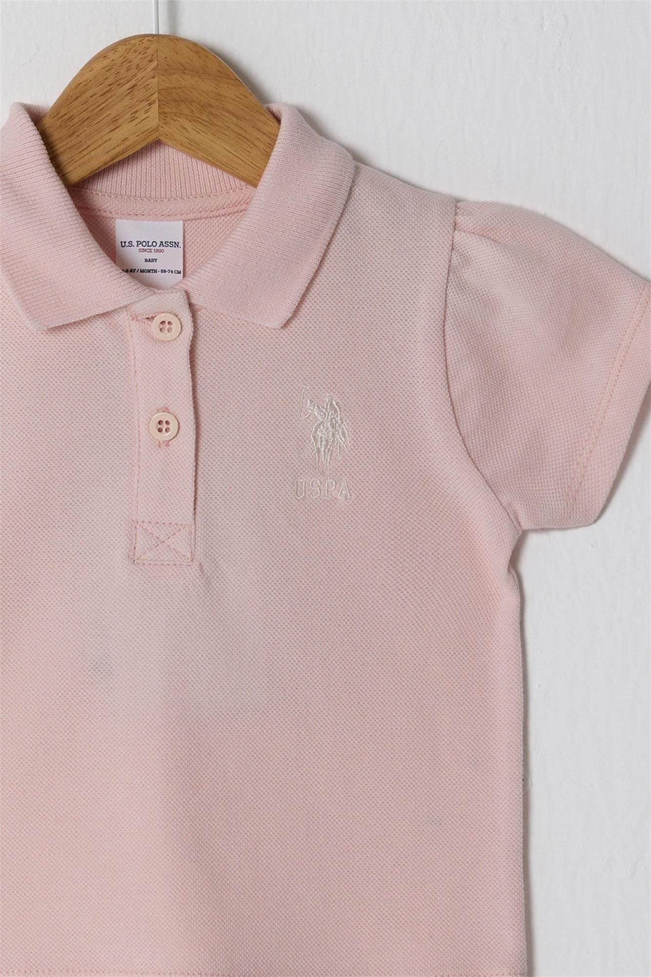 U.S. Polo Assn. Kız Bebek Polo Yaka Tişört Pudra USB2513