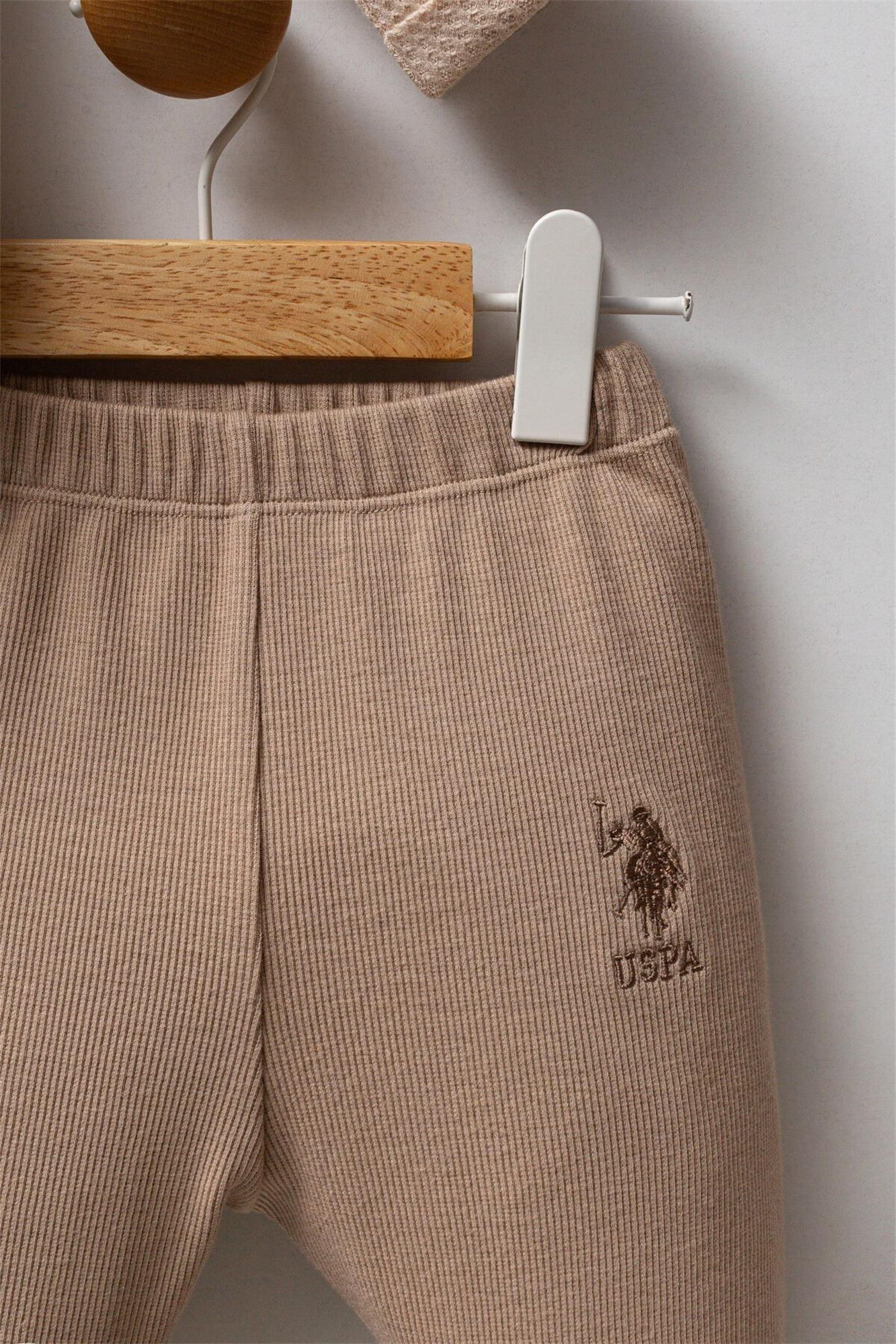 U.S. Polo Assn. Erkek Bebek Alt Üst Takım Bej USB2587