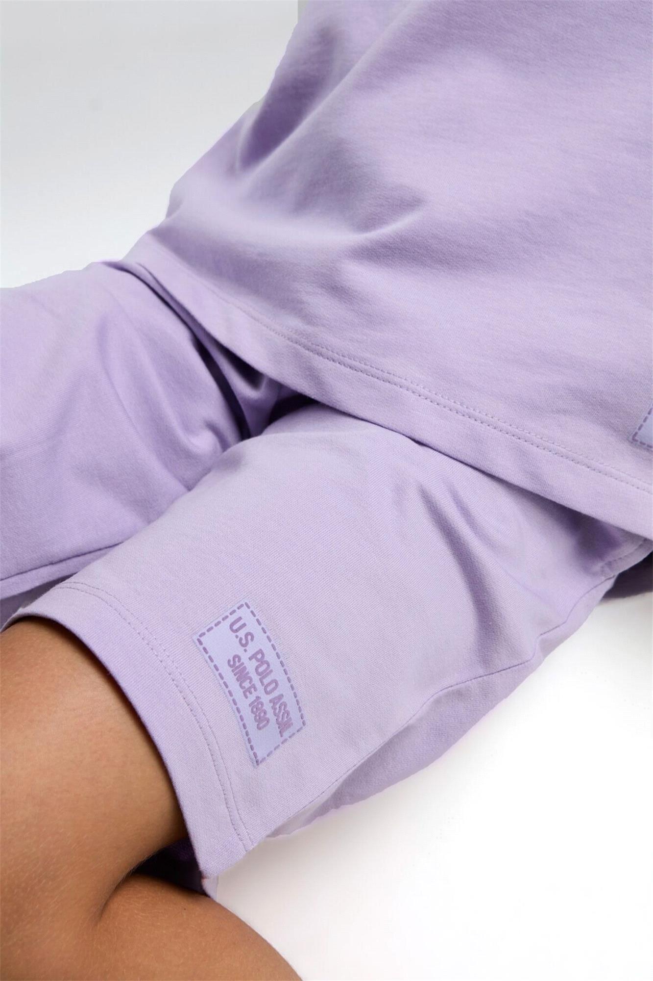 U.S. Polo Assn. Kız Çocuk Bermuda Tişört Şort Takım Lila US2090-4