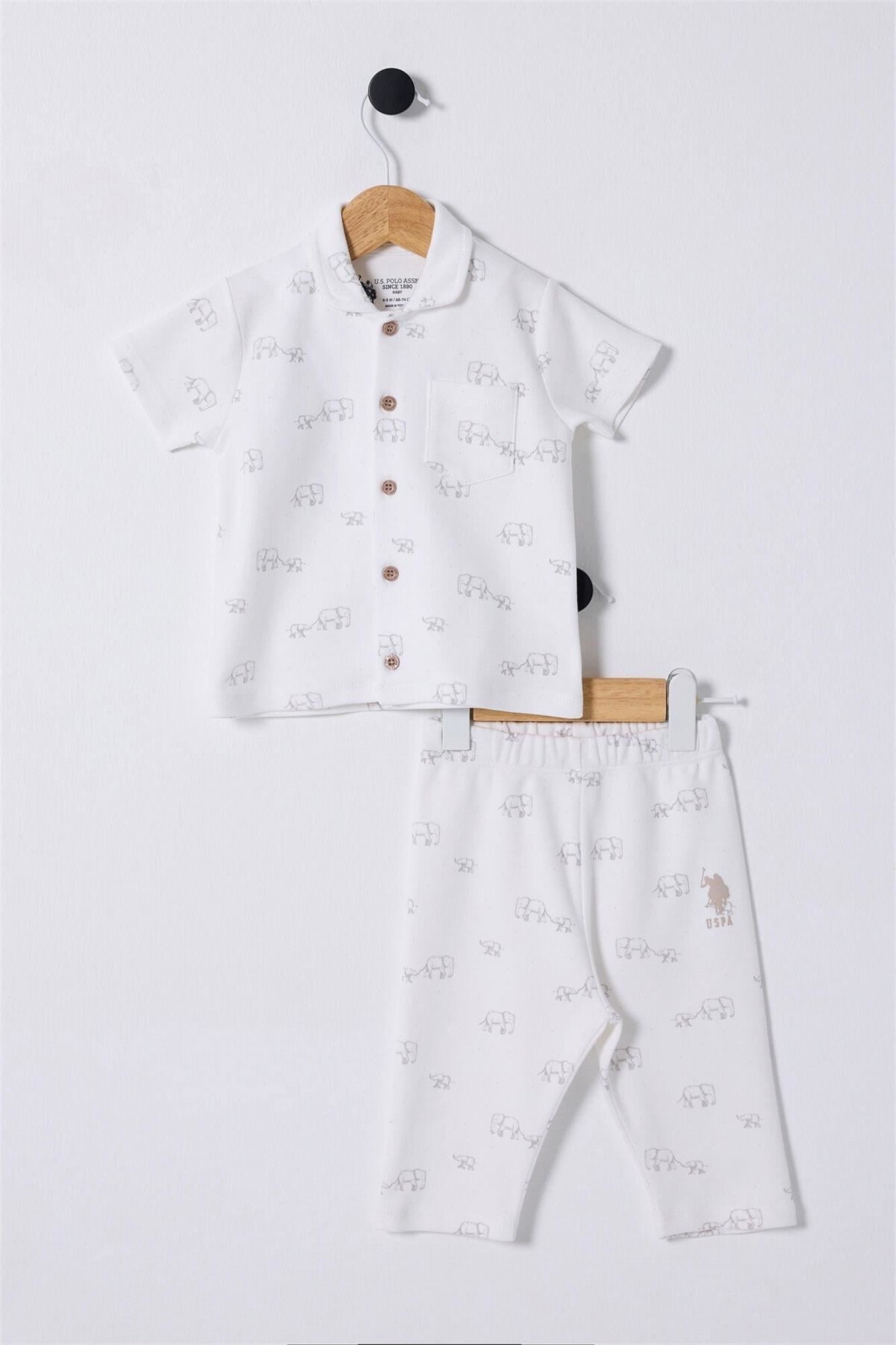 U.S. Polo Assn. Erkek Bebek Pijama Takımı Beyaz USB2329